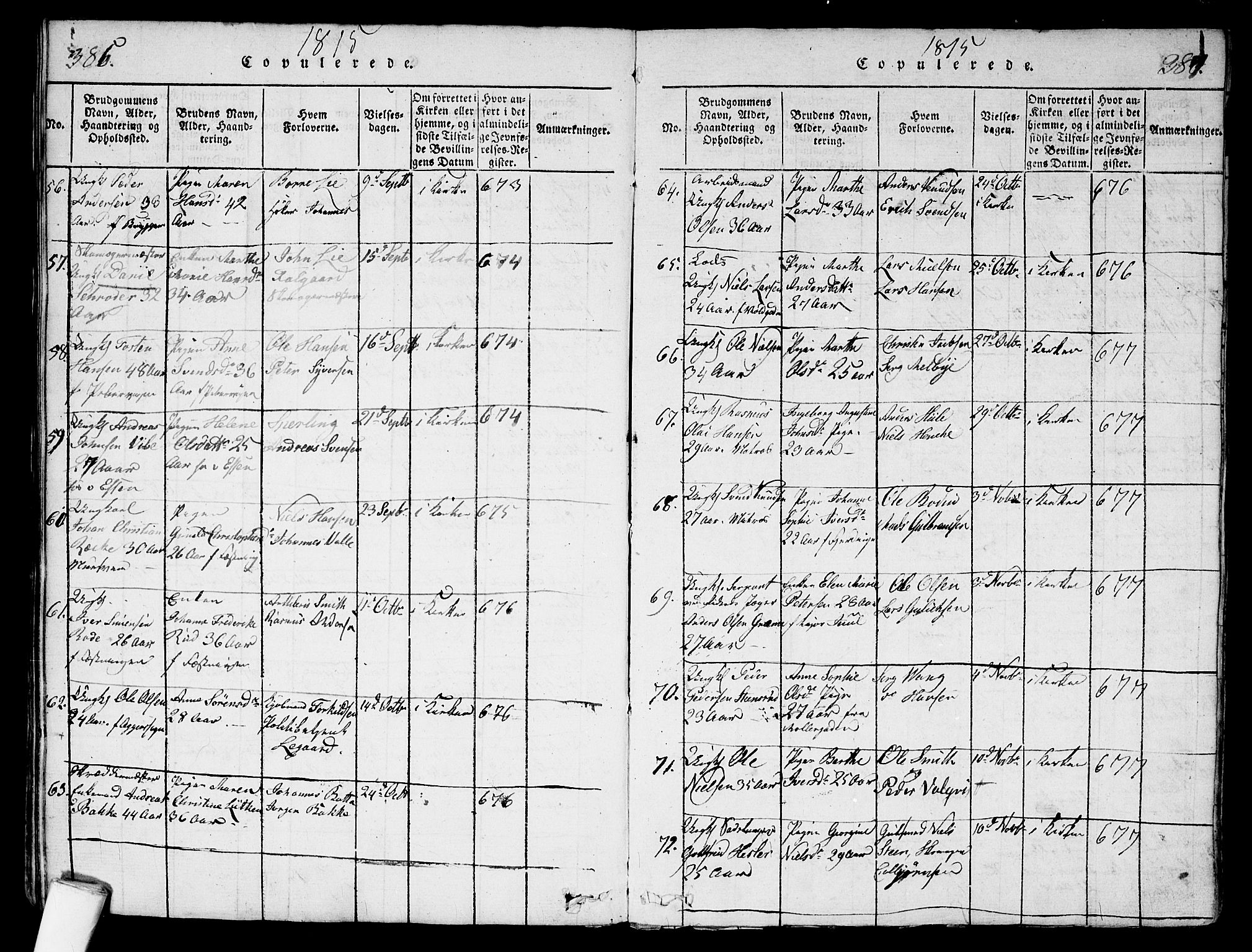 Garnisonsmenigheten Kirkebøker, SAO/A-10846/G/Ga/L0003: Parish register (copy) no. 3, 1815-1819, p. 386-387