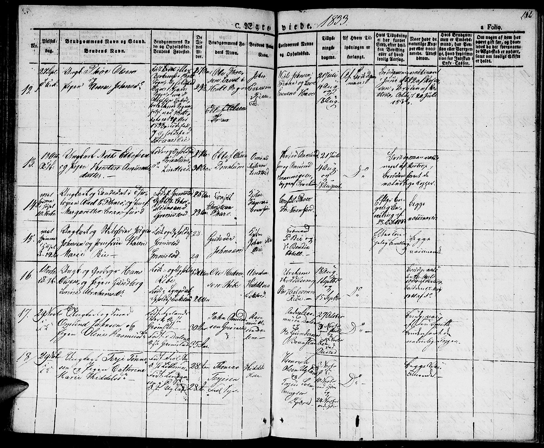 Fjære sokneprestkontor, AV/SAK-1111-0011/F/Fa/L0002: Parish register (official) no. A 2, 1827-1839, p. 156