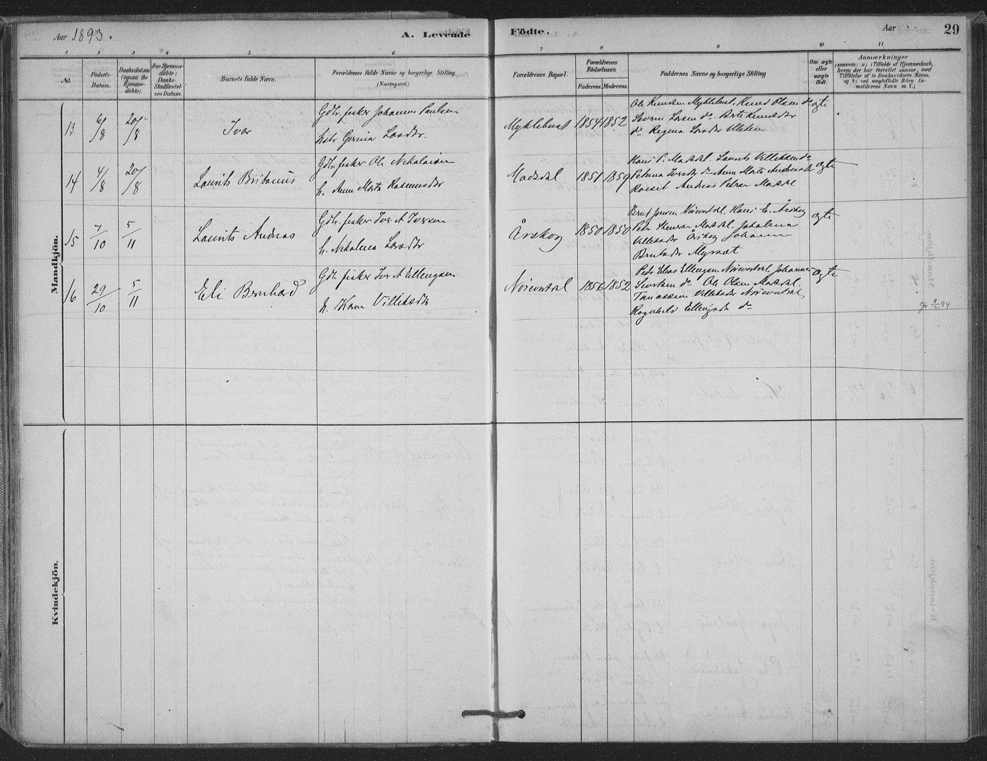 Ministerialprotokoller, klokkerbøker og fødselsregistre - Møre og Romsdal, AV/SAT-A-1454/514/L0199: Parish register (official) no. 514A01, 1878-1912, p. 29