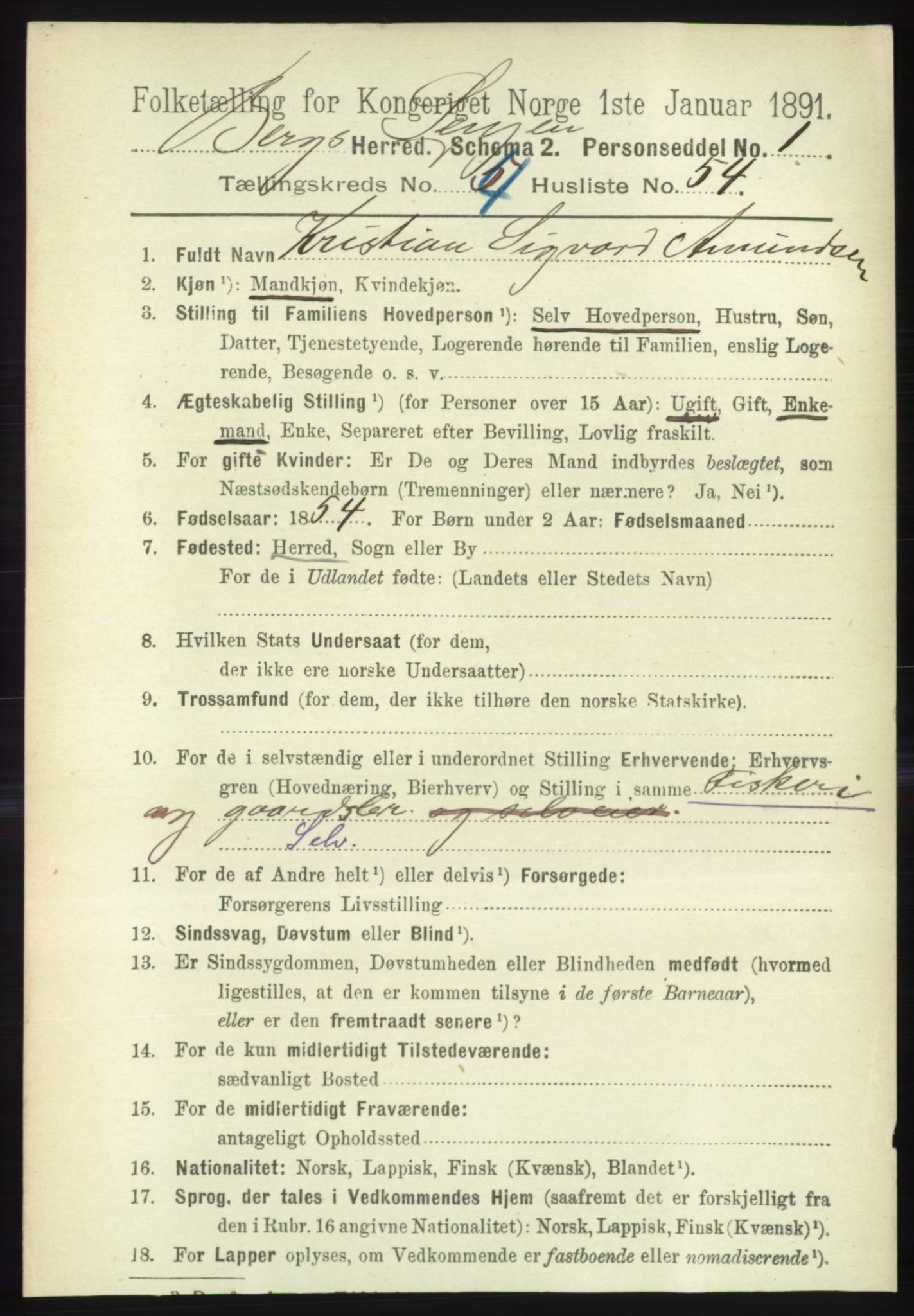 RA, 1891 census for 1929 Berg, 1891, p. 2028