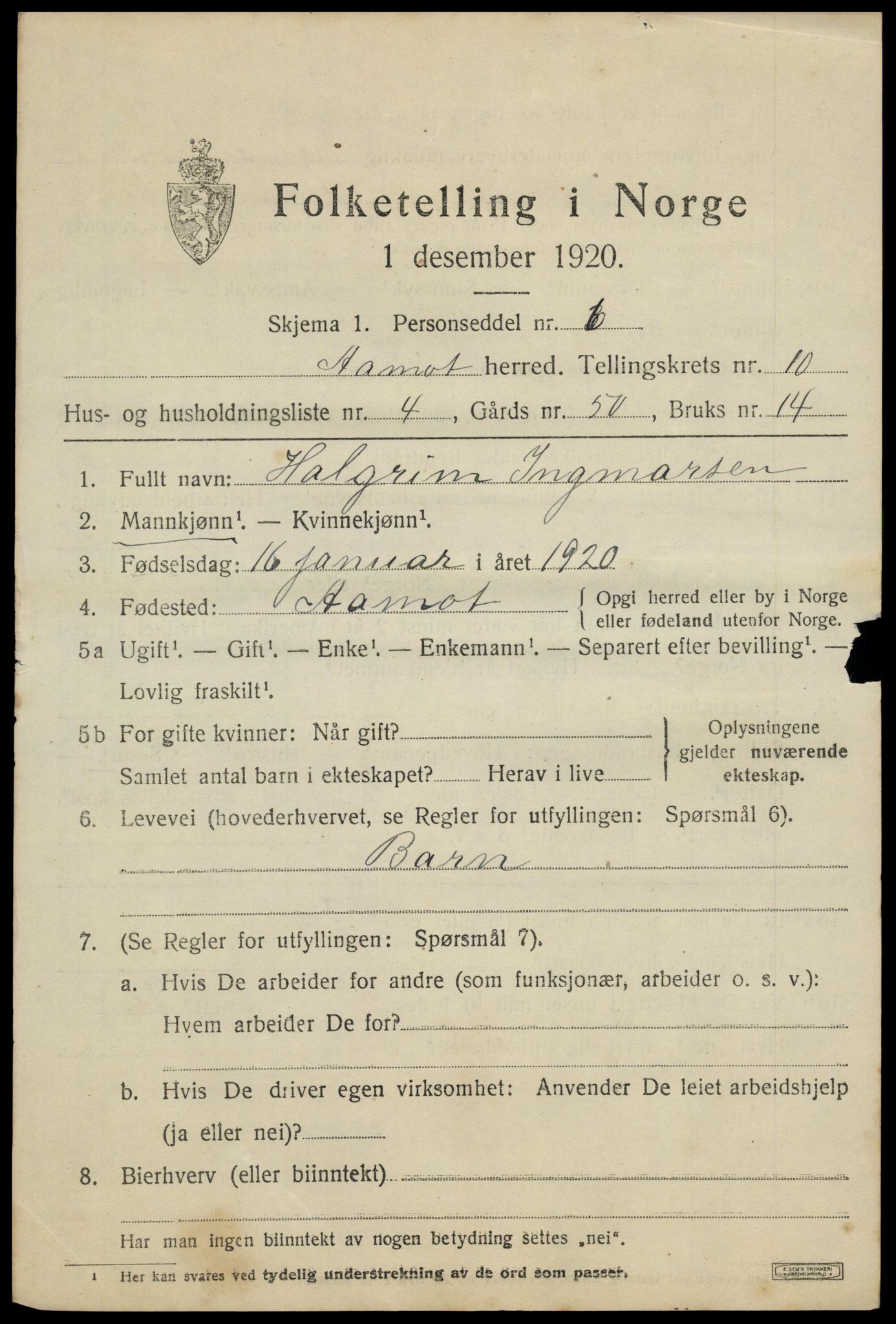 SAH, 1920 census for Åmot, 1920, p. 8775