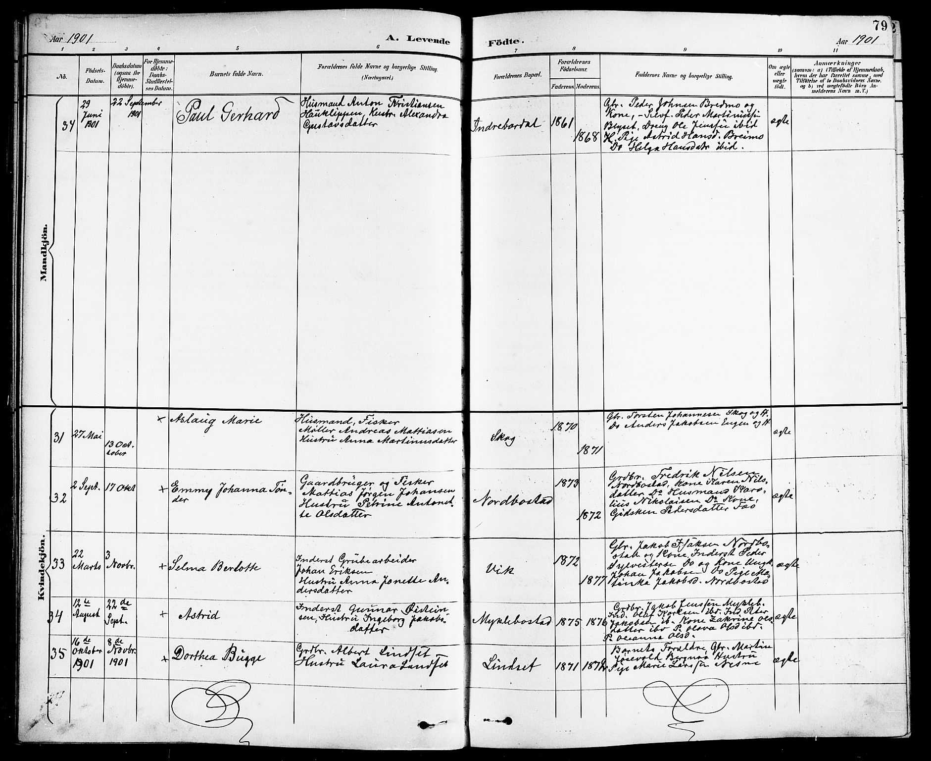 Ministerialprotokoller, klokkerbøker og fødselsregistre - Nordland, AV/SAT-A-1459/838/L0559: Parish register (copy) no. 838C06, 1893-1910, p. 79