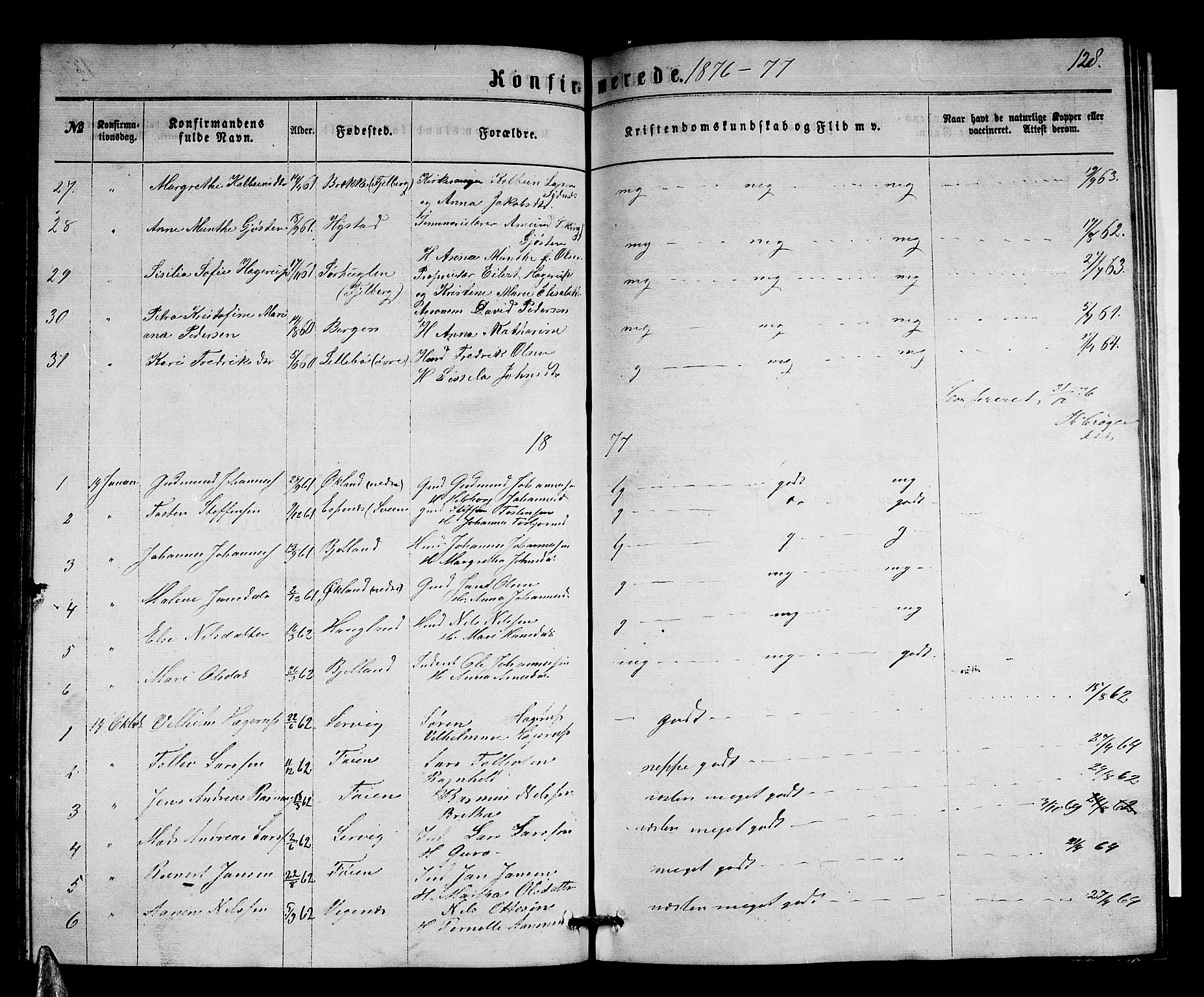 Stord sokneprestembete, SAB/A-78201/H/Hab: Parish register (copy) no. A 1, 1864-1878, p. 128