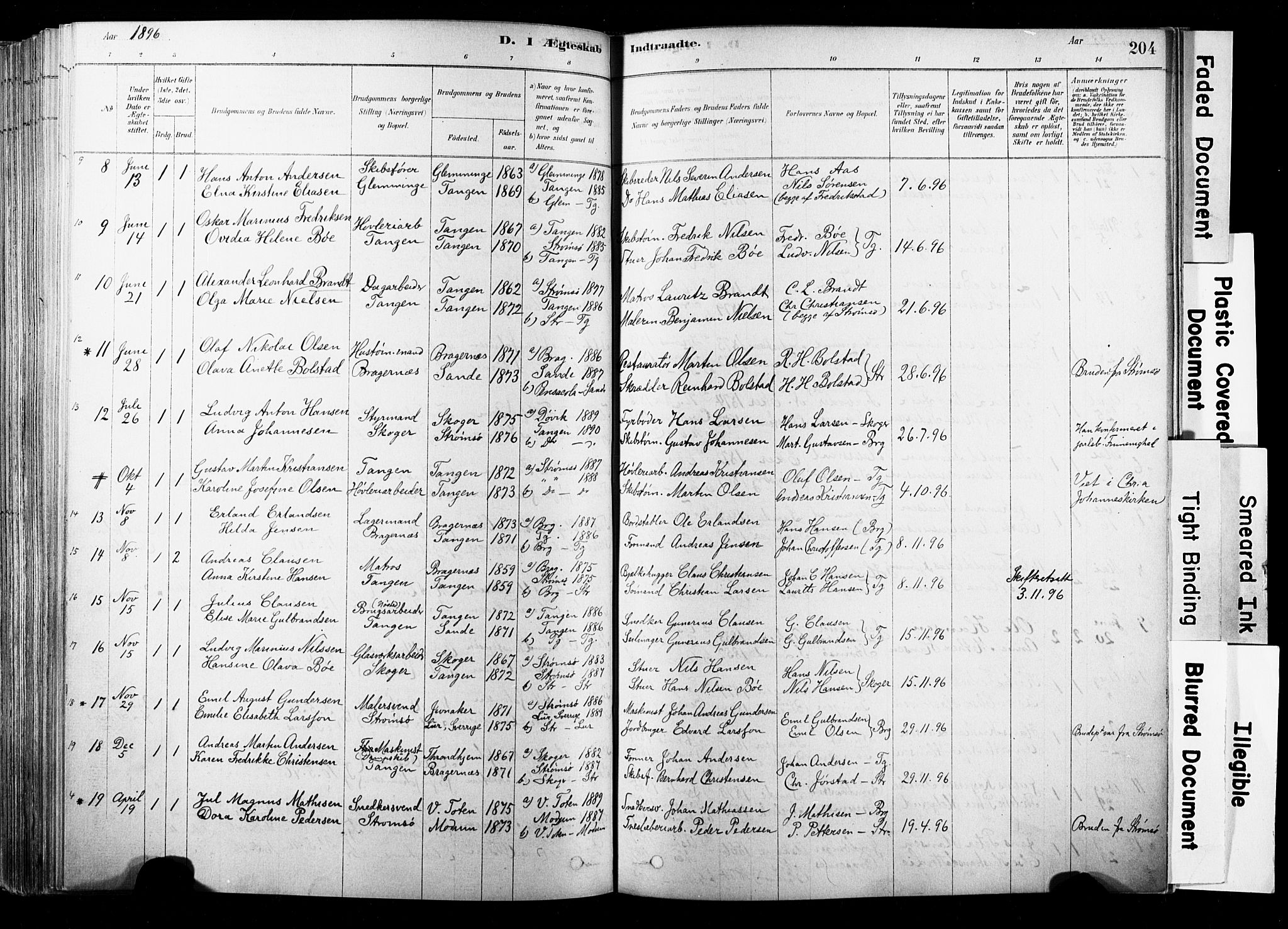 Strømsø kirkebøker, SAKO/A-246/F/Fb/L0006: Parish register (official) no. II 6, 1879-1910, p. 204