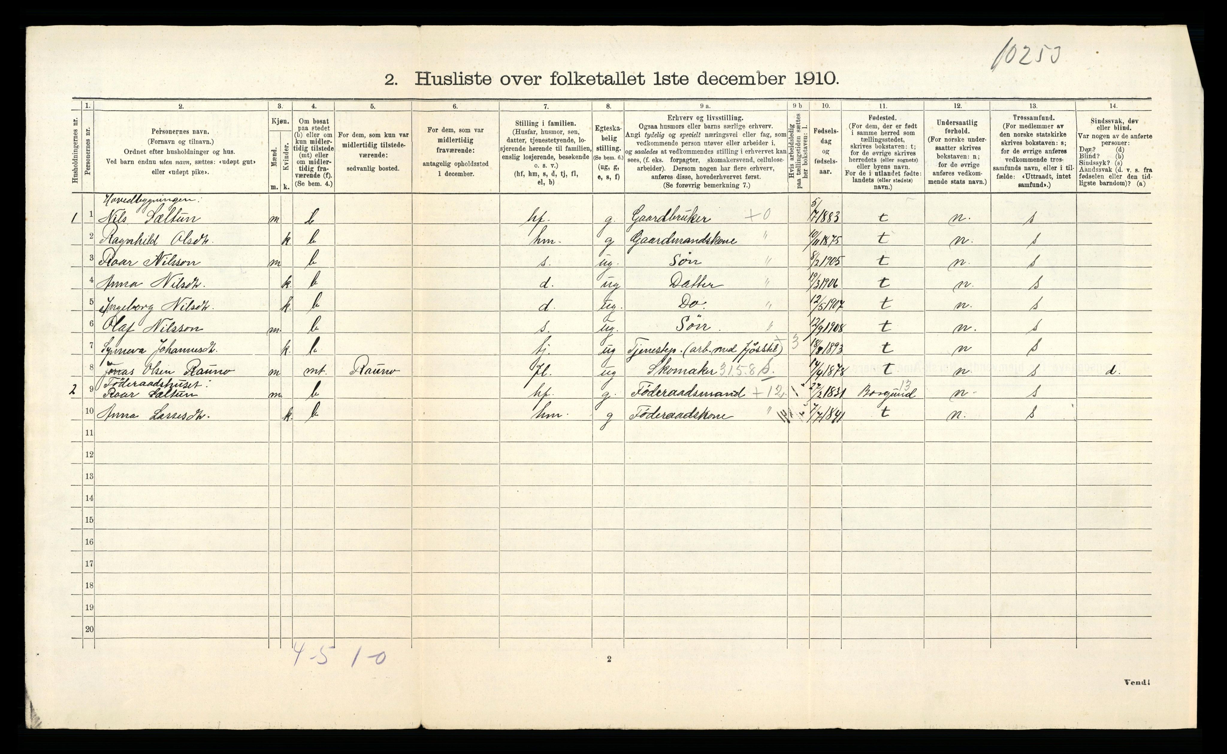 RA, 1910 census for Lærdal, 1910, p. 693