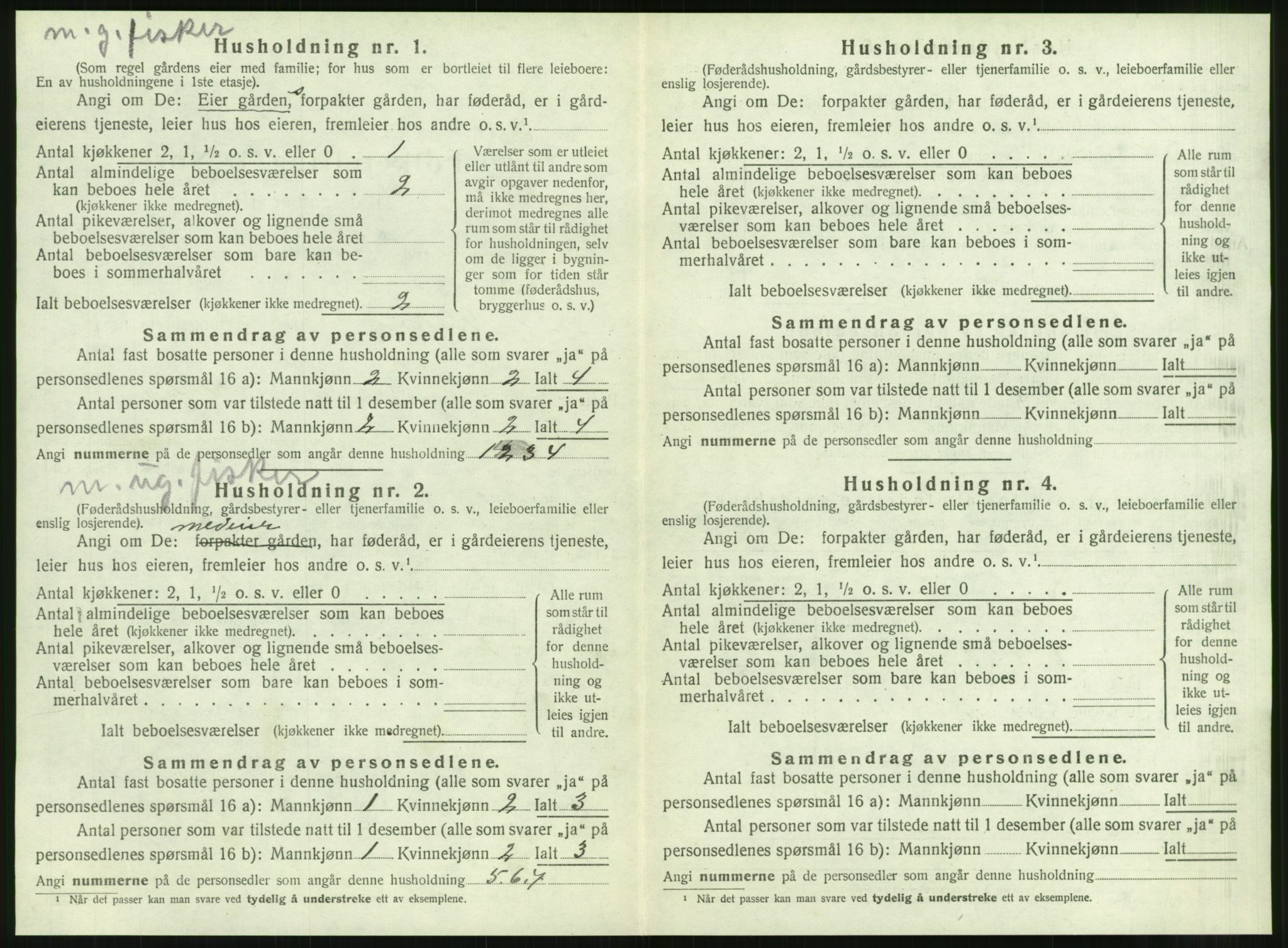 SAT, 1920 census for Hopen, 1920, p. 285