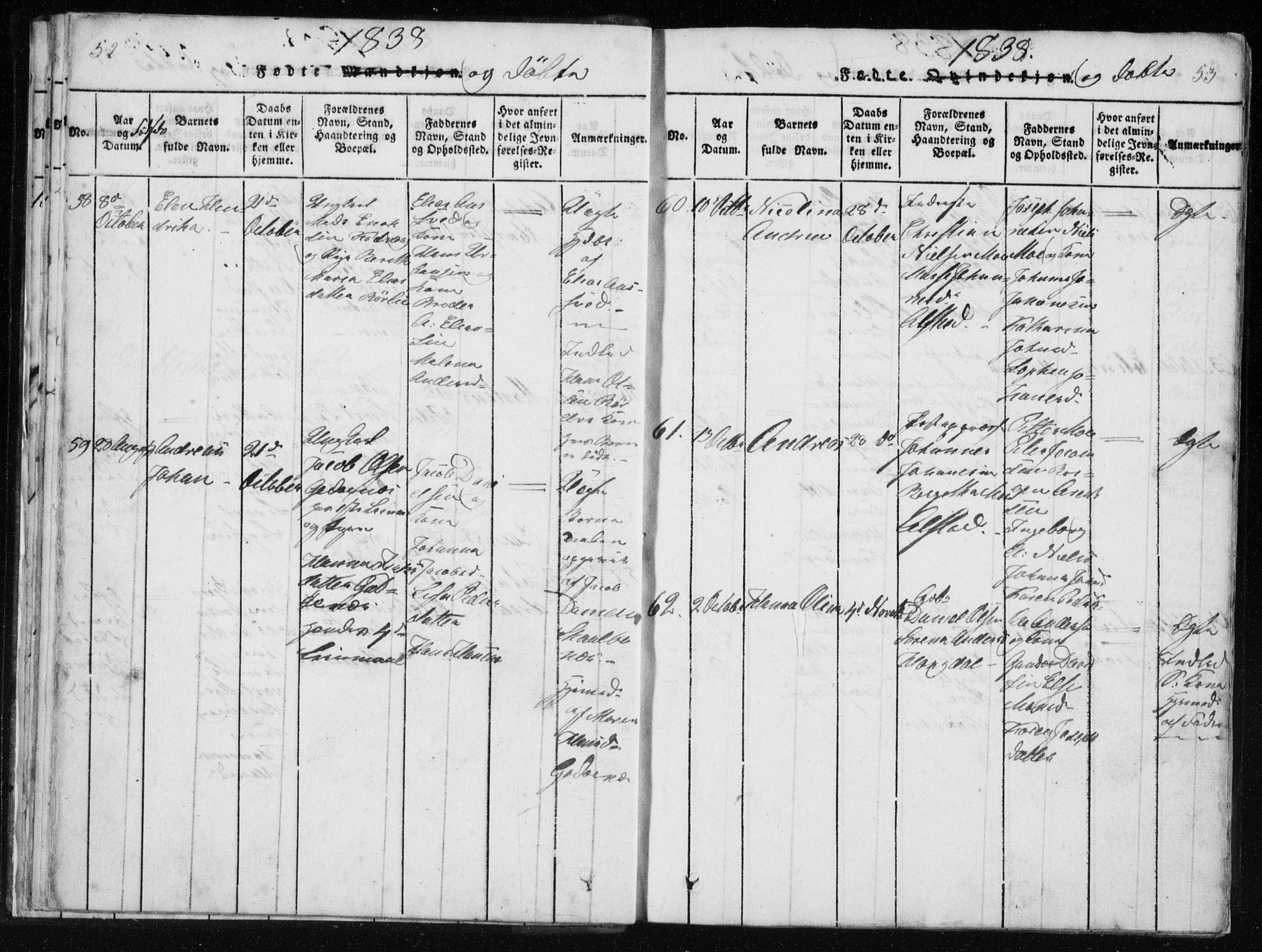 Ministerialprotokoller, klokkerbøker og fødselsregistre - Nordland, AV/SAT-A-1459/801/L0027: Parish register (copy) no. 801C02, 1835-1845, p. 52-53