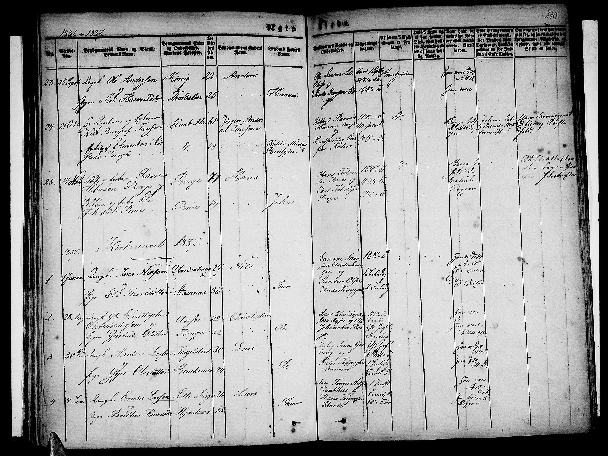 Strandebarm sokneprestembete, AV/SAB-A-78401/H/Haa: Parish register (official) no. A 6, 1826-1843, p. 249