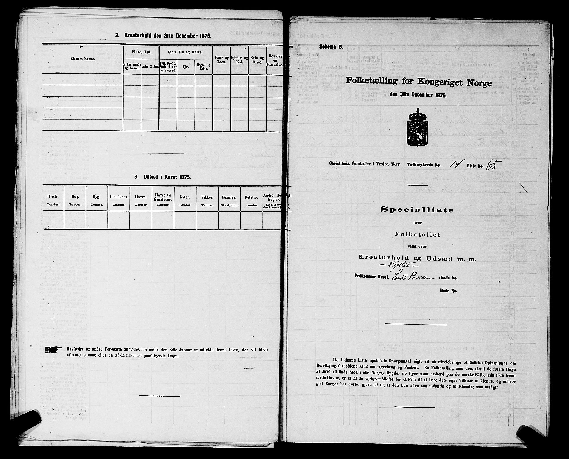 RA, 1875 census for 0218aP Vestre Aker, 1875, p. 2385