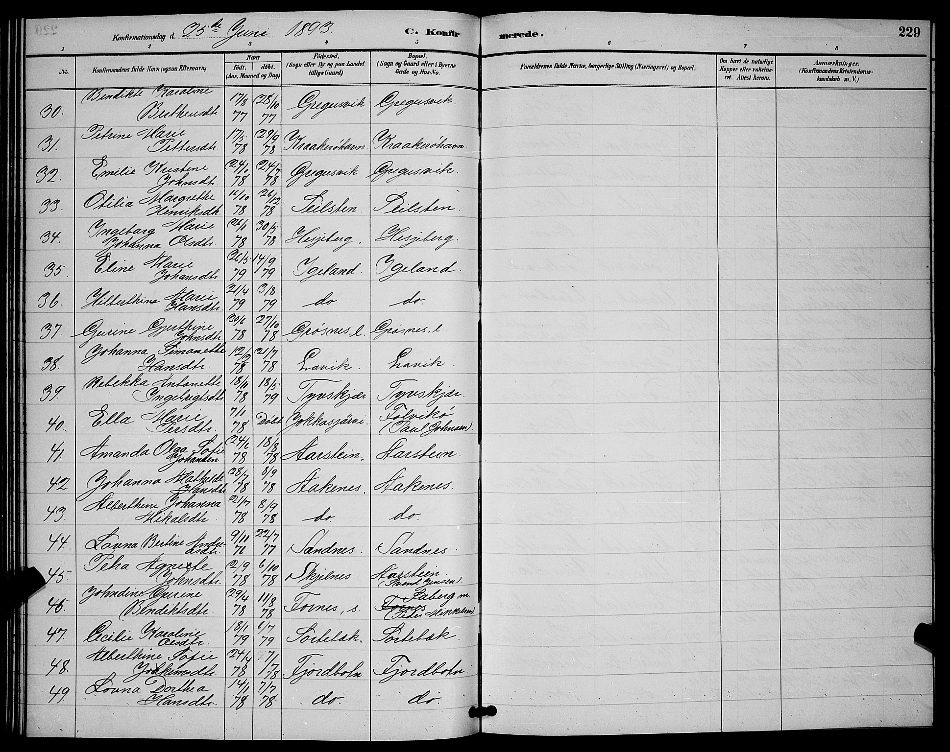 Ibestad sokneprestembete, SATØ/S-0077/H/Ha/Hab/L0008klokker: Parish register (copy) no. 8, 1890-1903, p. 229