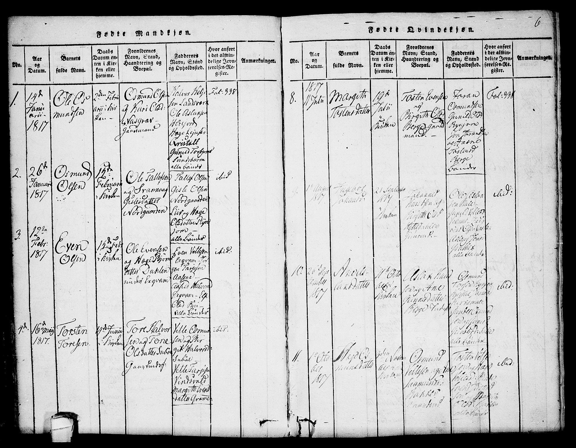 Seljord kirkebøker, SAKO/A-20/F/Fc/L0001: Parish register (official) no. III 1, 1815-1831, p. 6