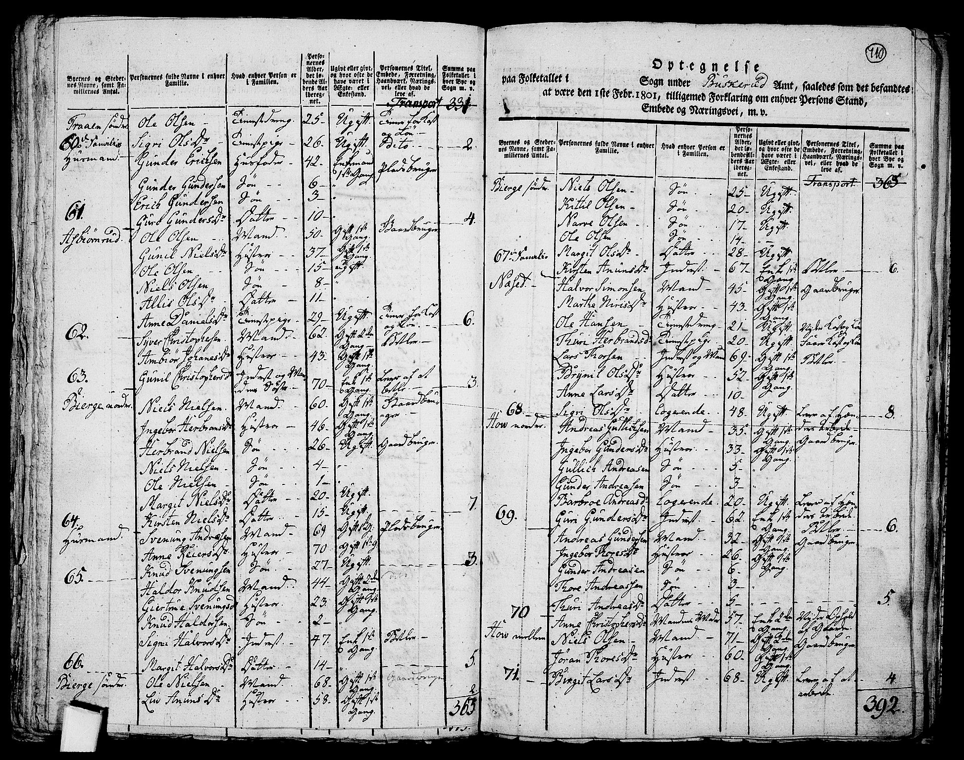 RA, 1801 census for 0632P Rollag, 1801, p. 709b-710a