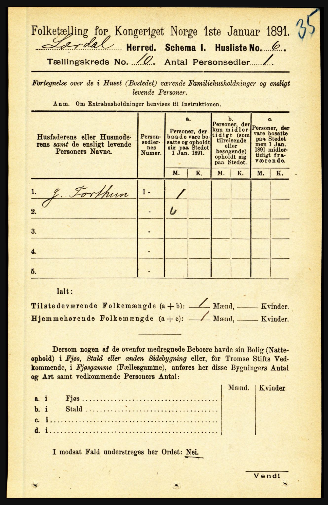 RA, 1891 census for 1422 Lærdal, 1891, p. 1630