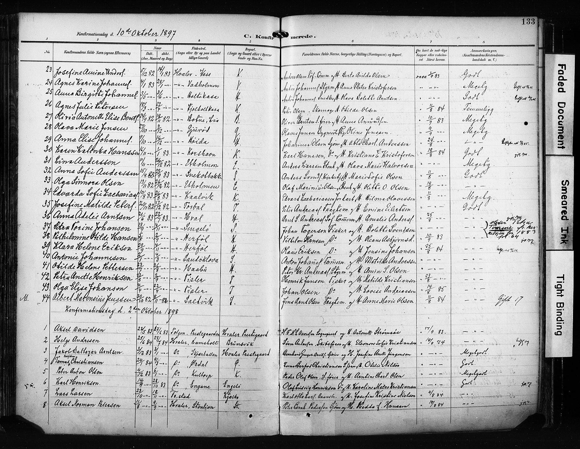 Hvaler prestekontor Kirkebøker, SAO/A-2001/F/Fa/L0009: Parish register (official) no. I 9, 1895-1906, p. 133