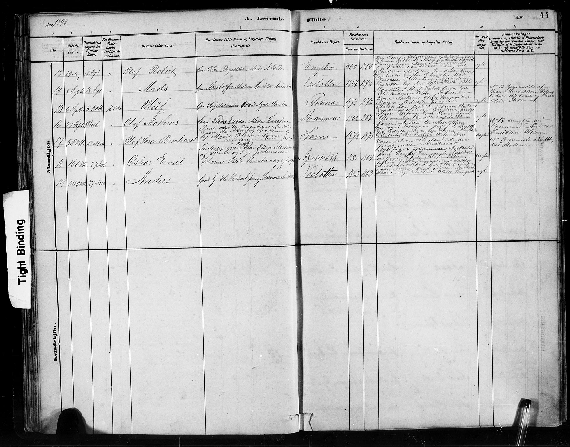 Førde sokneprestembete, SAB/A-79901/H/Hab/Habe/L0001: Parish register (copy) no. E 1, 1881-1920, p. 44