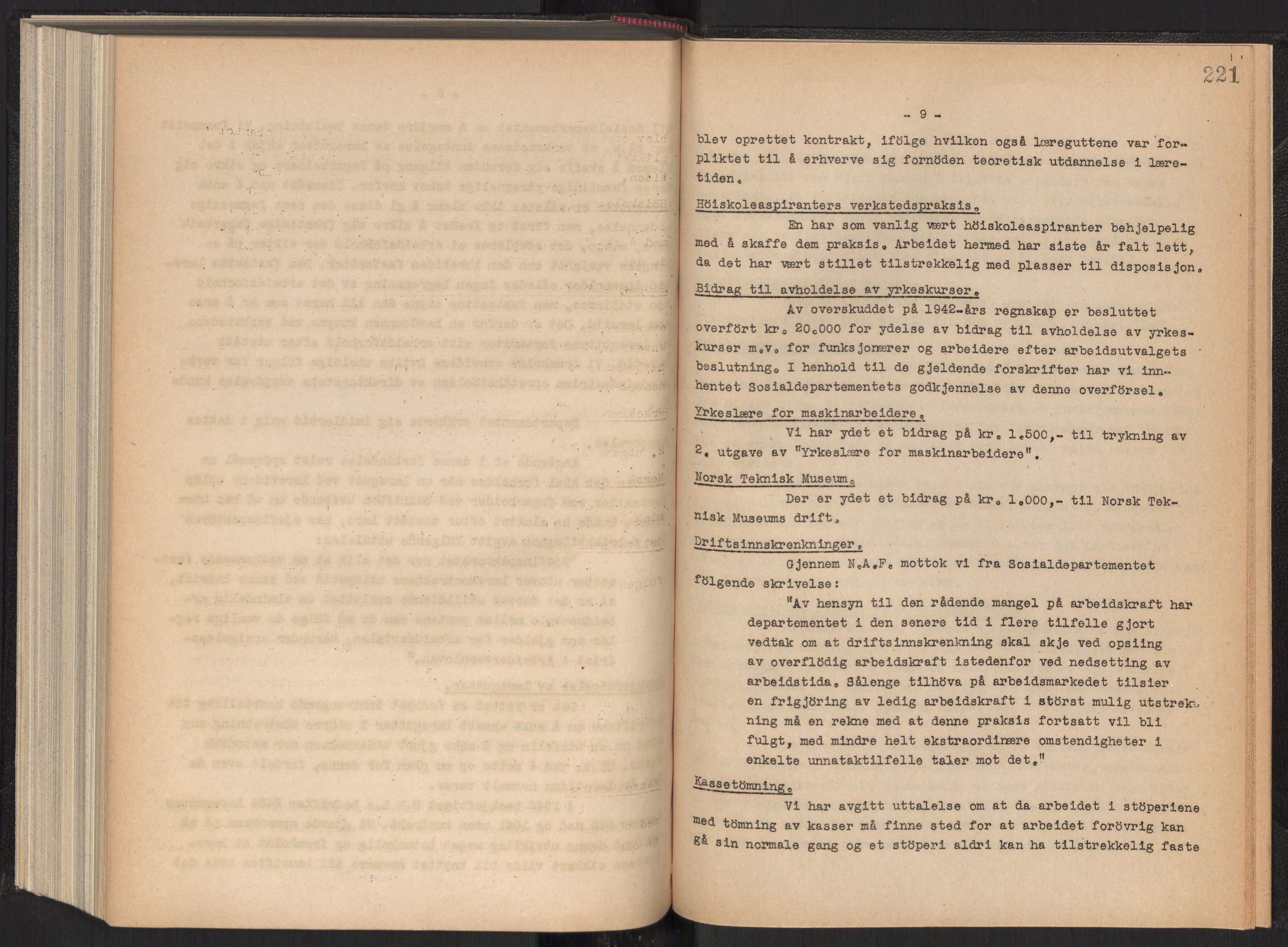 Teknologibedriftenes Landsforening TBL, RA/PA-1700/A/Ad/L0006: Årsberetning med register, 1937-1943, p. 221