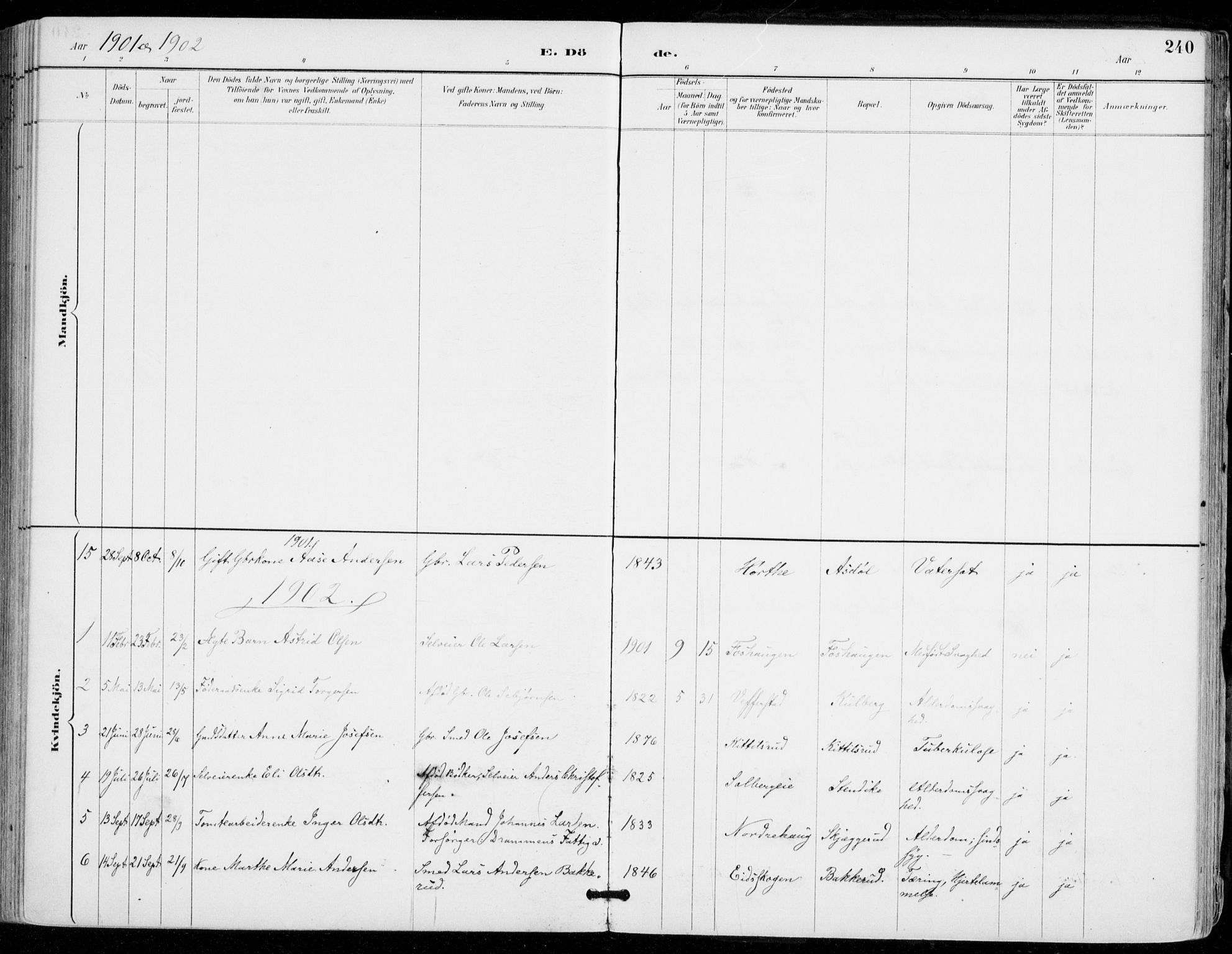 Sylling kirkebøker, AV/SAKO-A-247/F/Fa/L0001: Parish register (official) no. 1, 1883-1910, p. 240