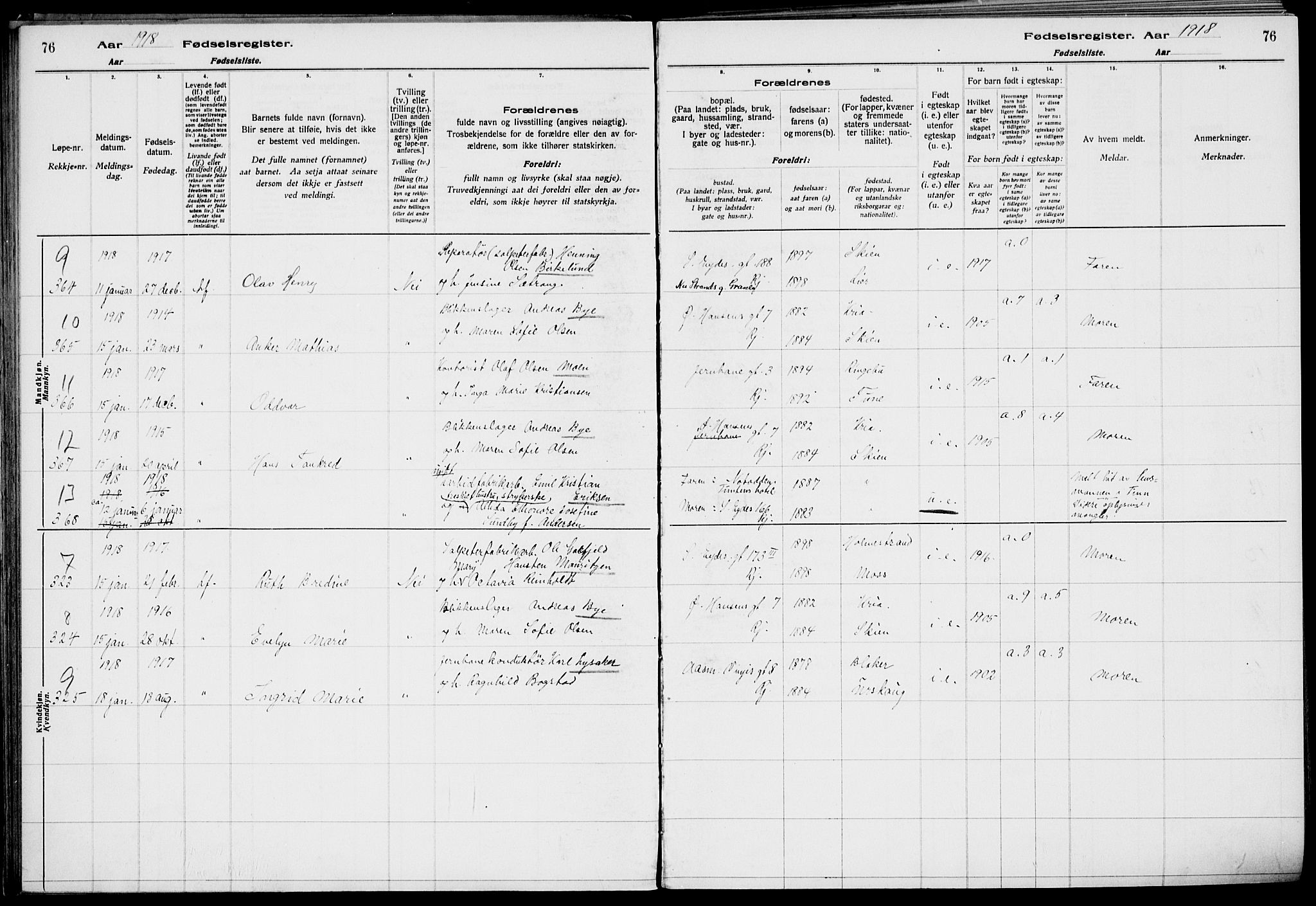 Rjukan kirkebøker, AV/SAKO-A-294/J/Ja/L0001: Birth register no. 1, 1916-1922, p. 76