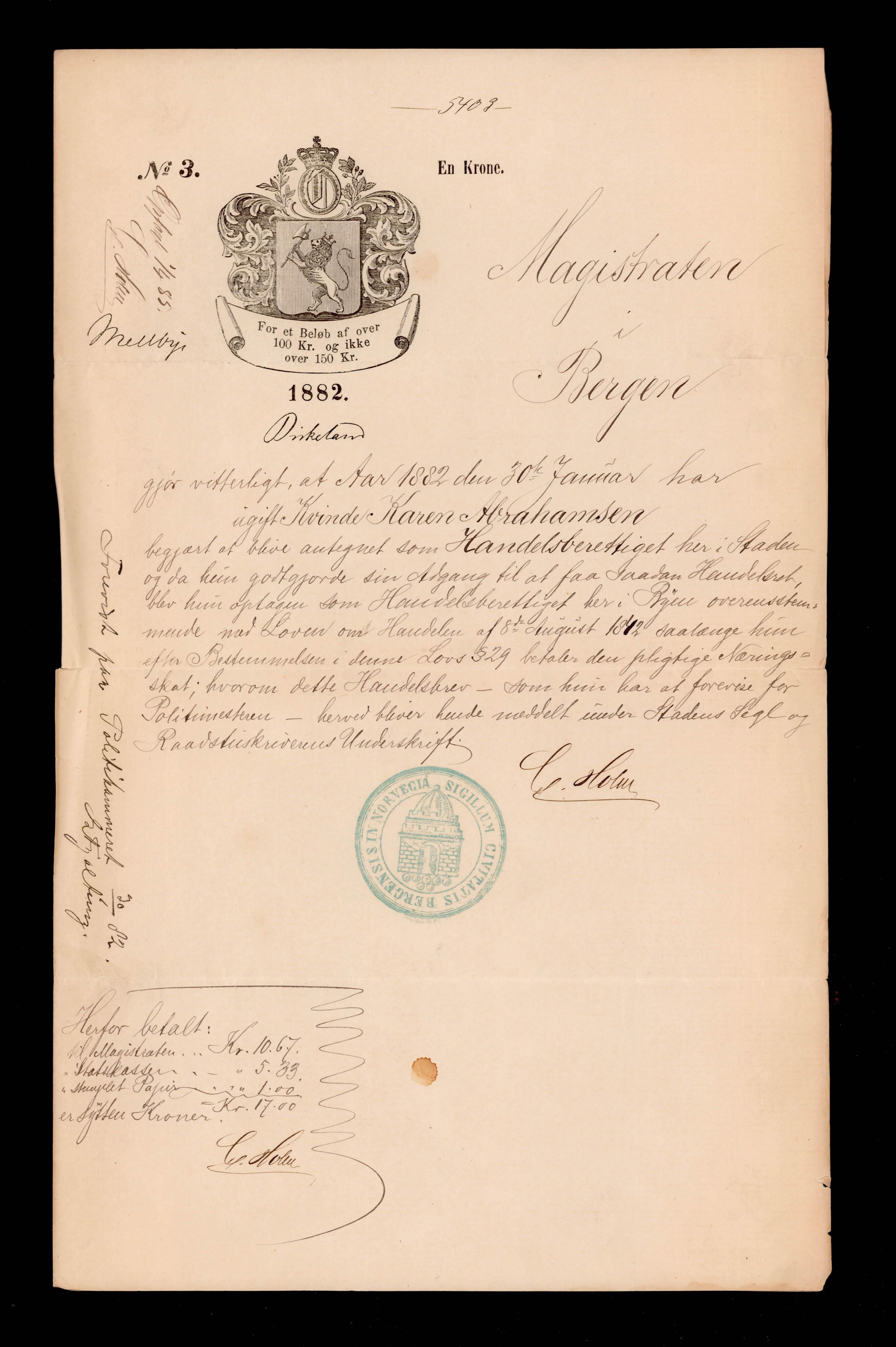 Bergen Magistrat, BBA/A-0651/He/L0004: A - I., 1798-1886, p. 1