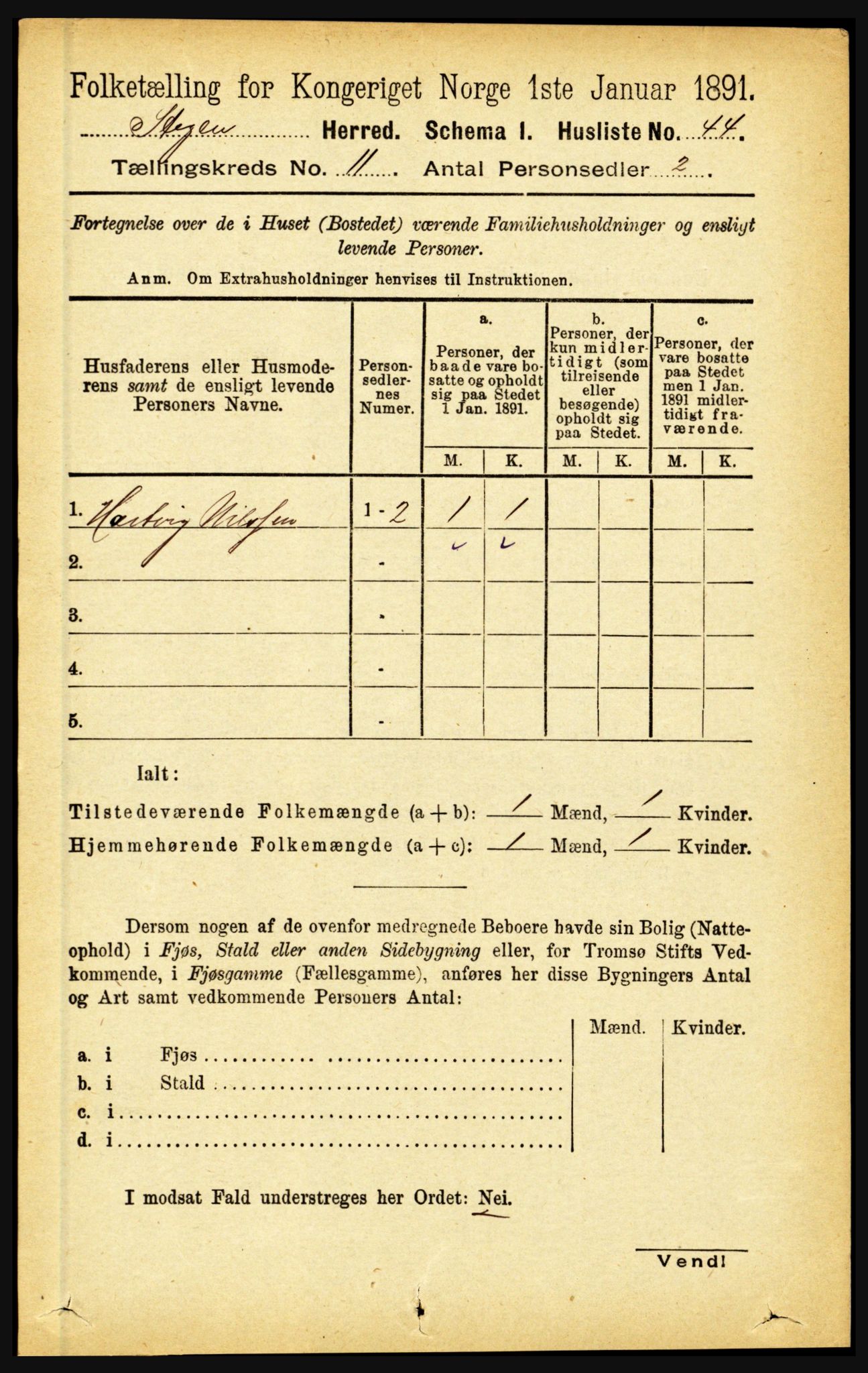 RA, 1891 census for 1848 Steigen, 1891, p. 3776