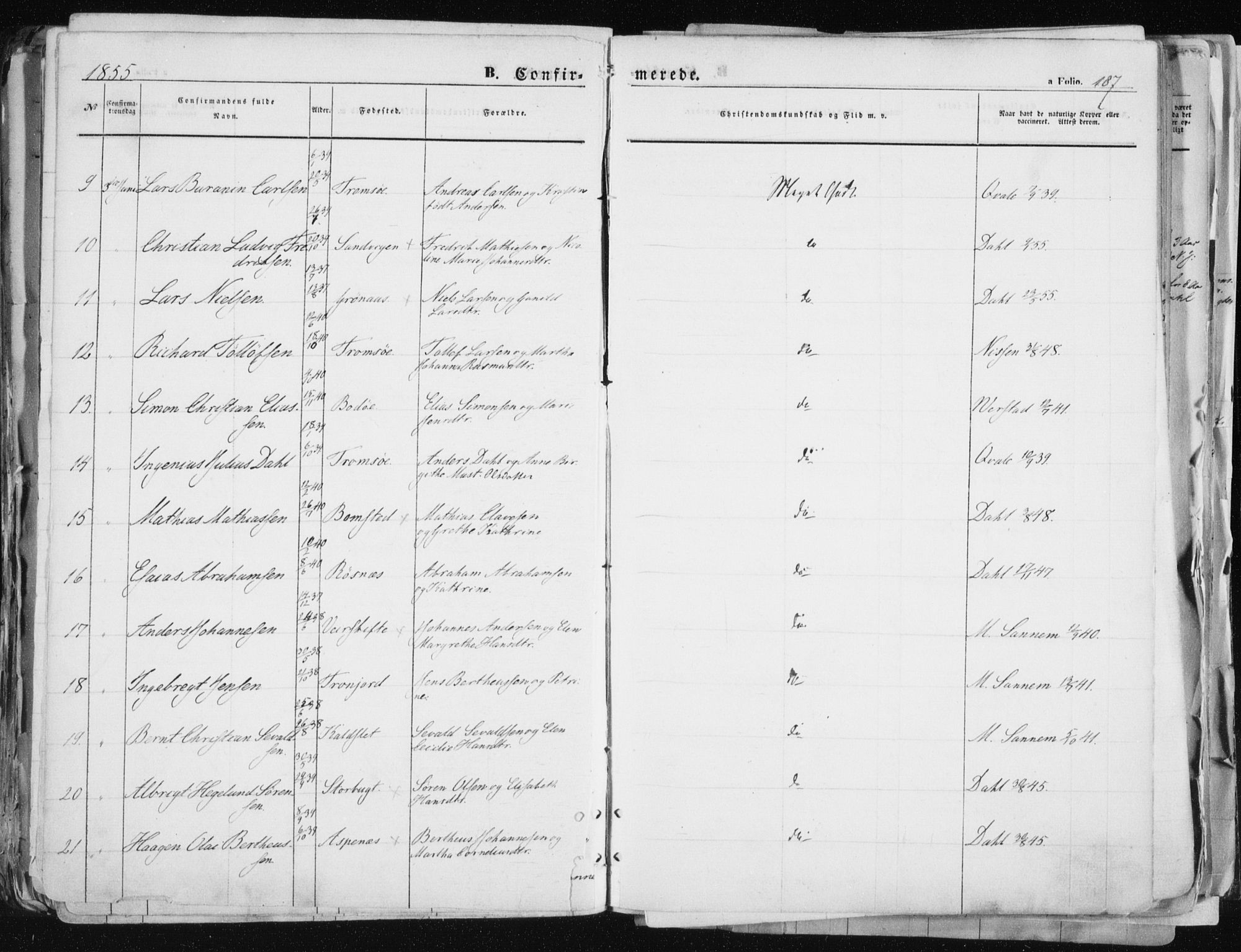 Tromsø sokneprestkontor/stiftsprosti/domprosti, SATØ/S-1343/G/Ga/L0010kirke: Parish register (official) no. 10, 1848-1855, p. 187