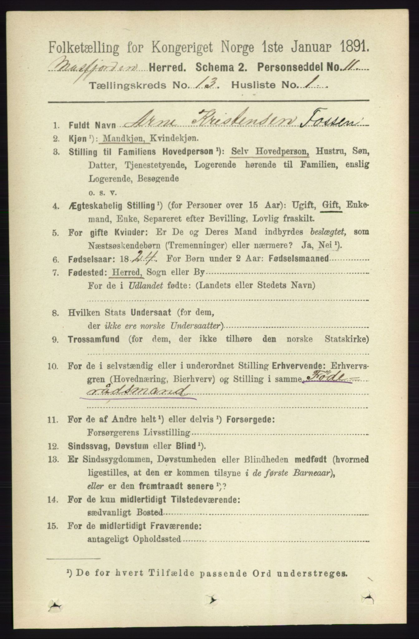 RA, 1891 census for 1266 Masfjorden, 1891, p. 2637