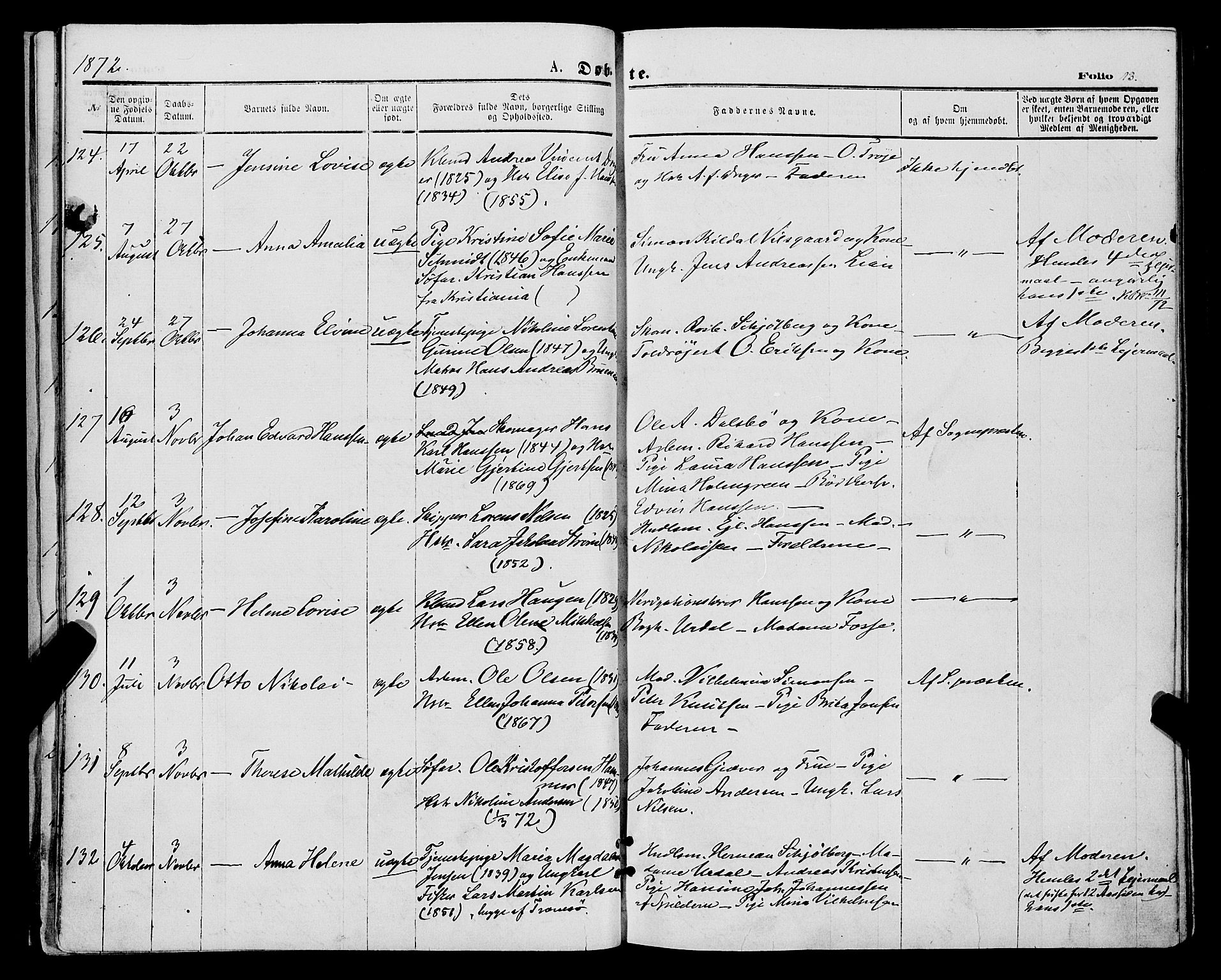 Tromsø sokneprestkontor/stiftsprosti/domprosti, SATØ/S-1343/G/Ga/L0013kirke: Parish register (official) no. 13, 1872-1877, p. 13