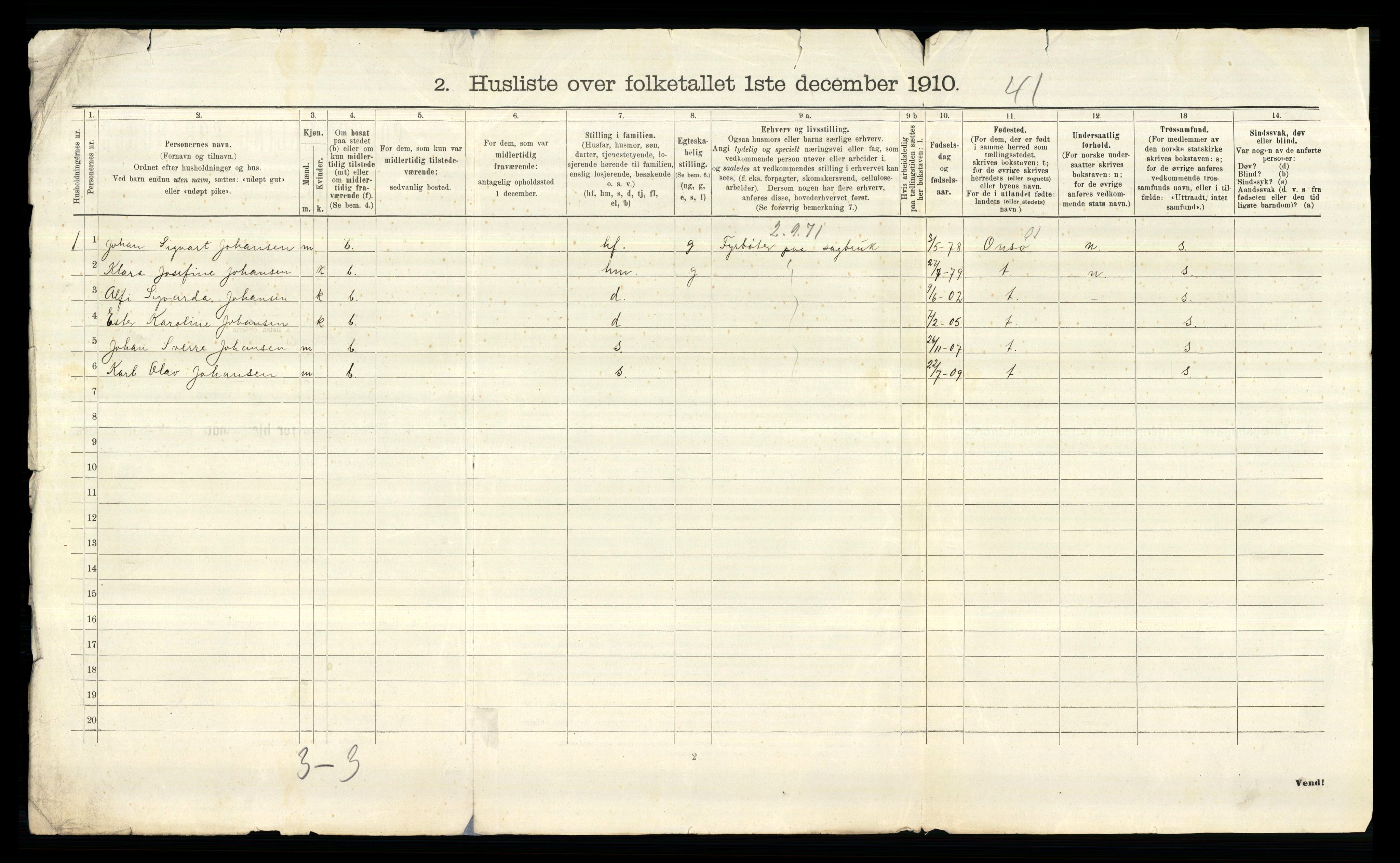 RA, 1910 census for Glemmen, 1910, p. 825