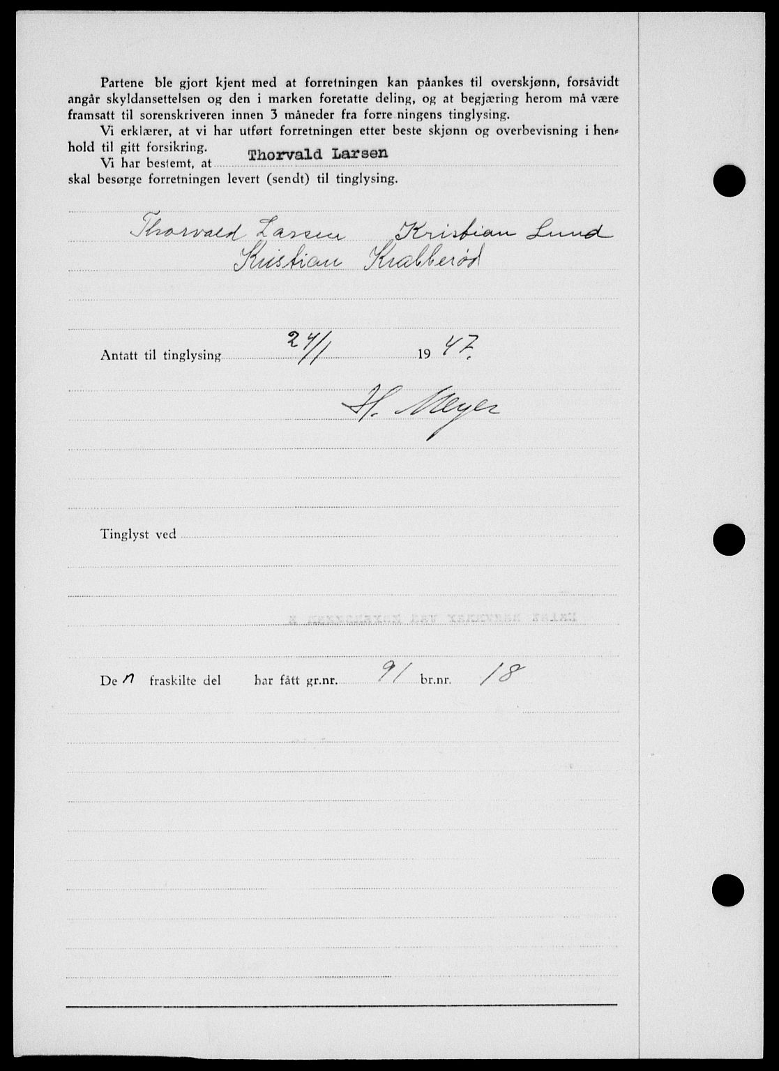 Onsøy sorenskriveri, SAO/A-10474/G/Ga/Gab/L0018: Mortgage book no. II A-18, 1946-1947, Diary no: : 219/1947