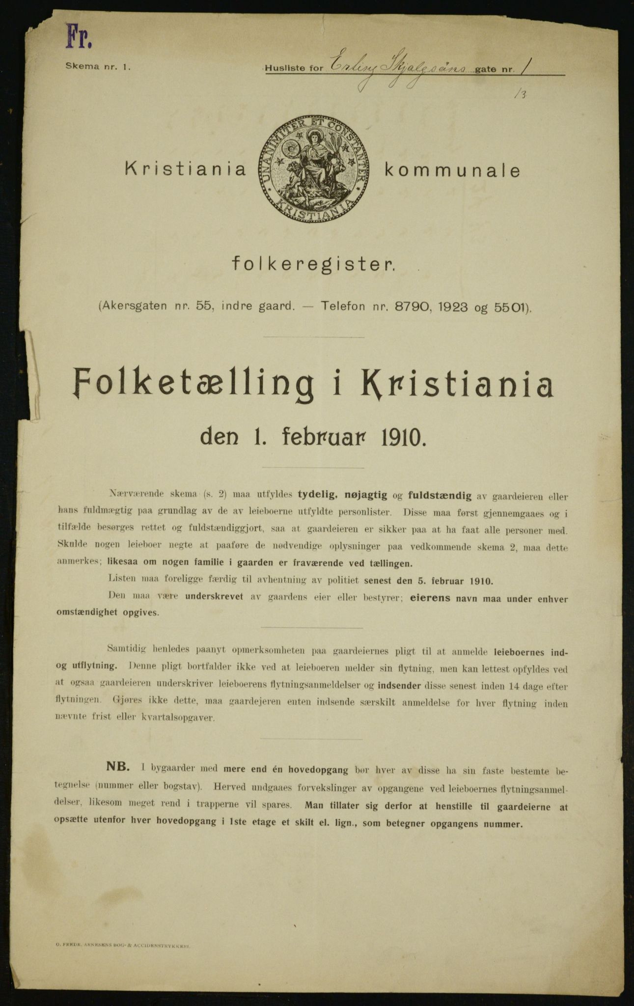 OBA, Municipal Census 1910 for Kristiania, 1910, p. 20688