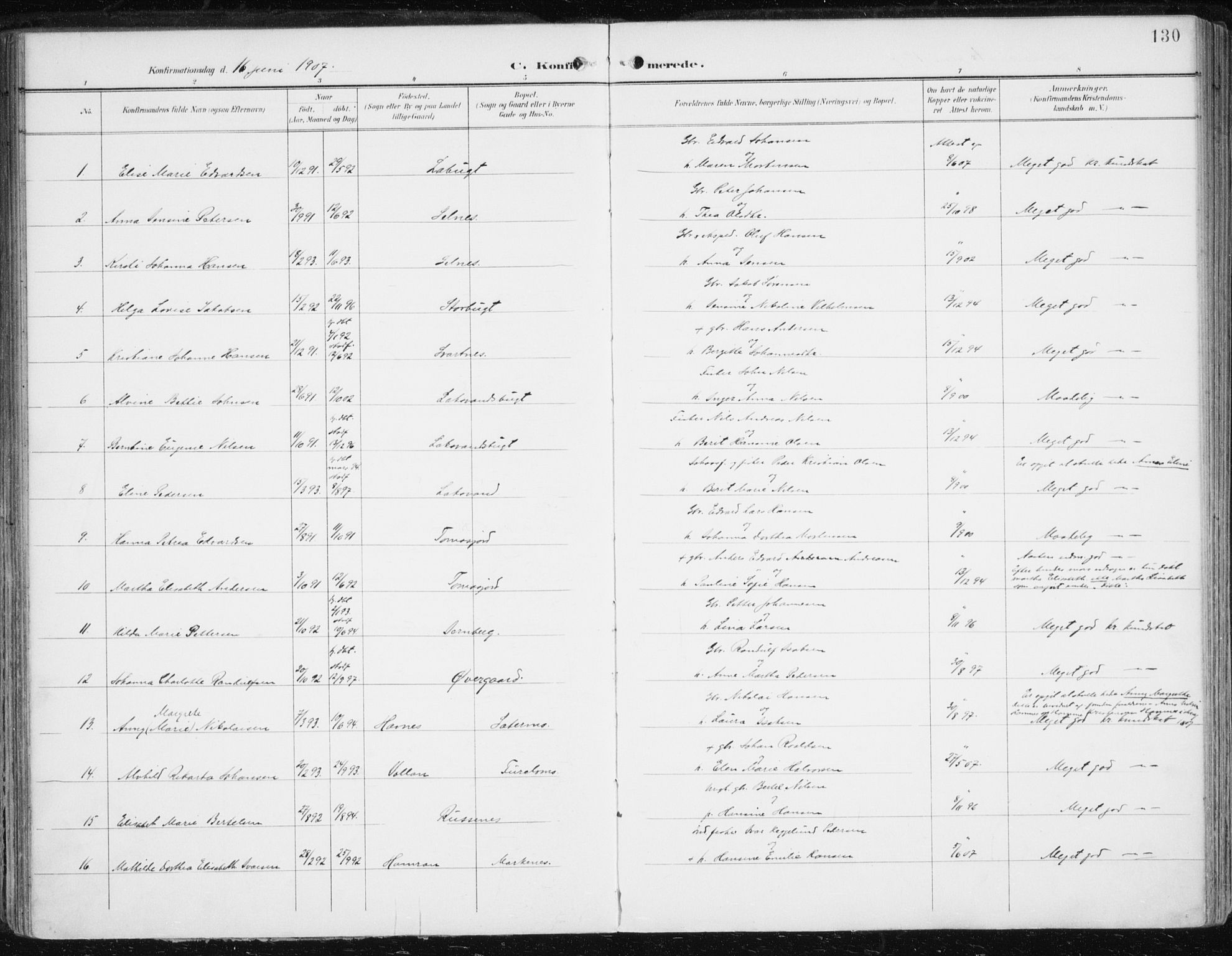 Balsfjord sokneprestembete, SATØ/S-1303/G/Ga/L0006kirke: Parish register (official) no. 6, 1897-1909, p. 130