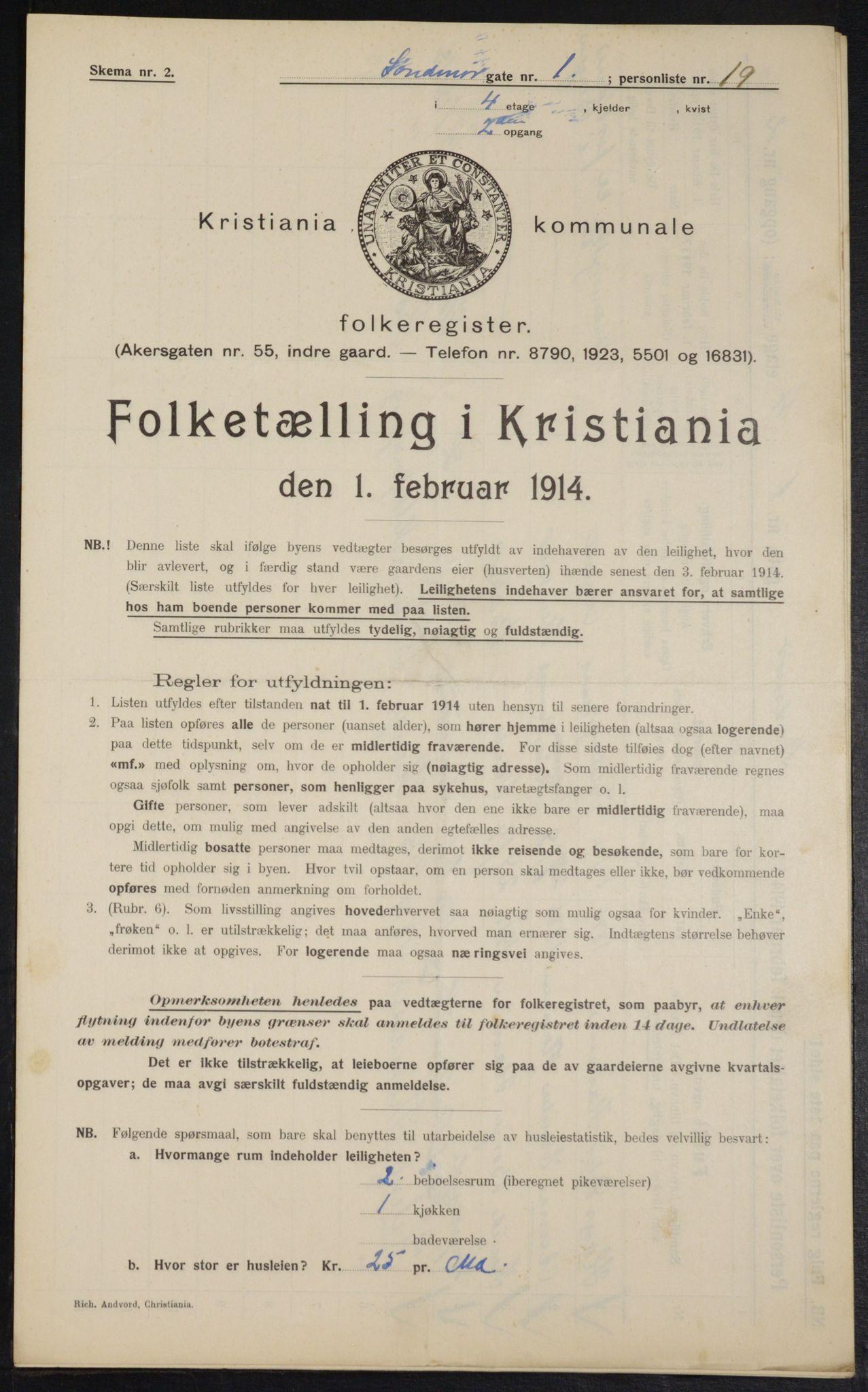 OBA, Municipal Census 1914 for Kristiania, 1914, p. 105383