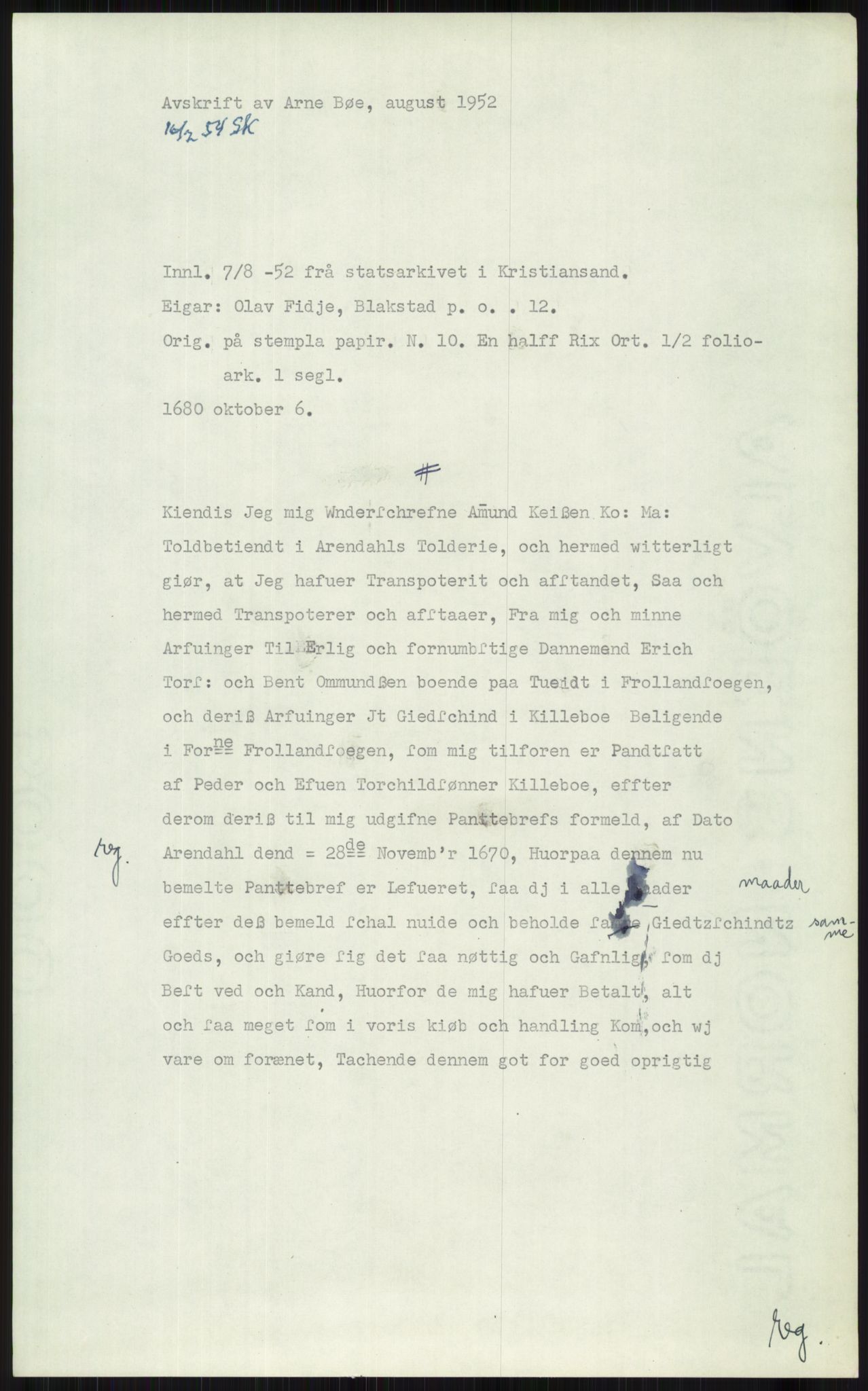 Samlinger til kildeutgivelse, Diplomavskriftsamlingen, AV/RA-EA-4053/H/Ha, p. 1886