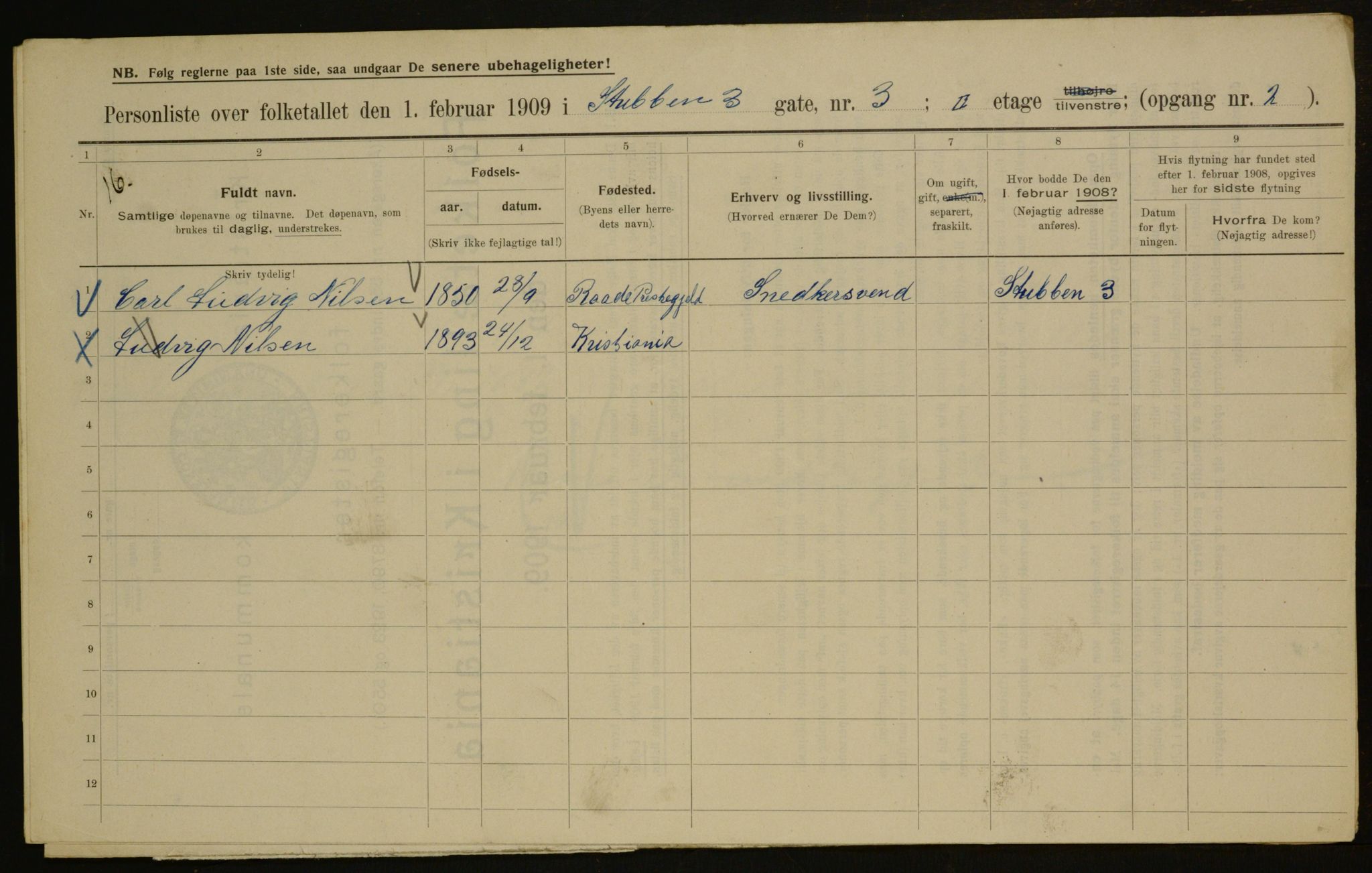 OBA, Municipal Census 1909 for Kristiania, 1909, p. 94517