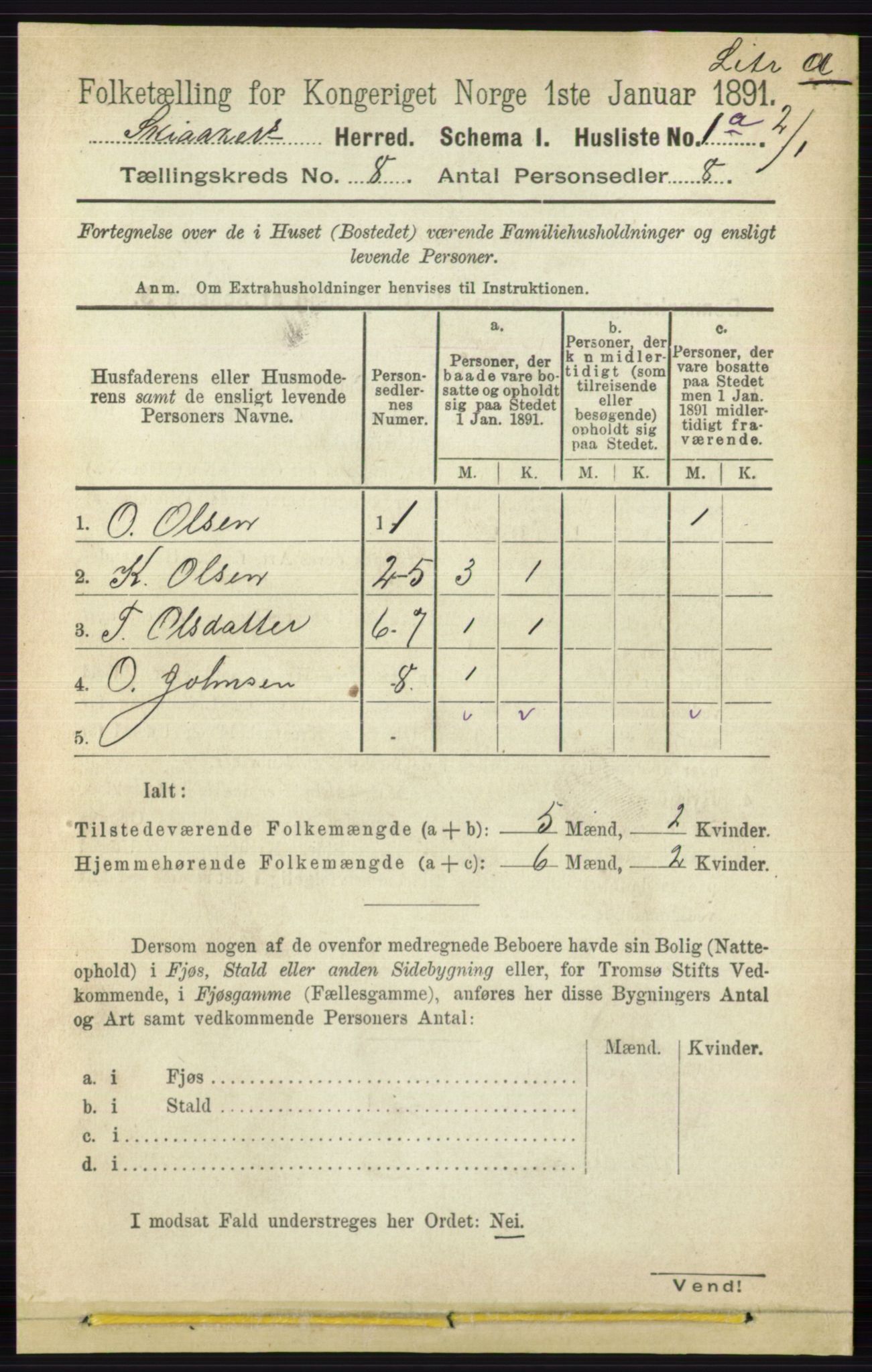 RA, 1891 census for 0513 Skjåk, 1891, p. 2602