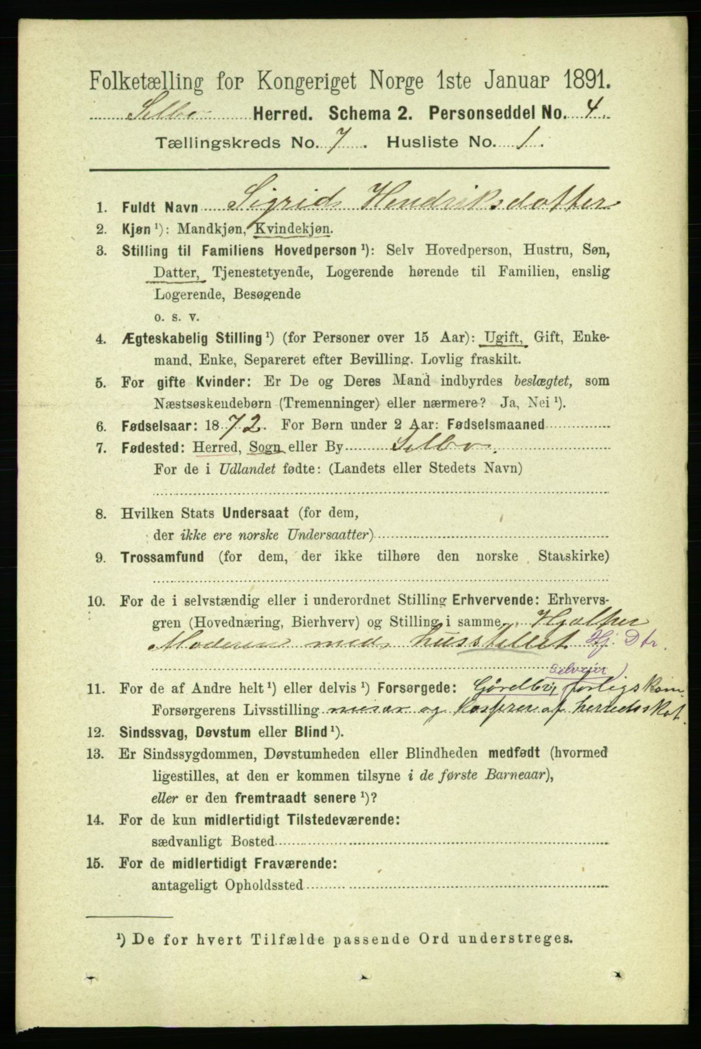 RA, 1891 census for 1664 Selbu, 1891, p. 2571