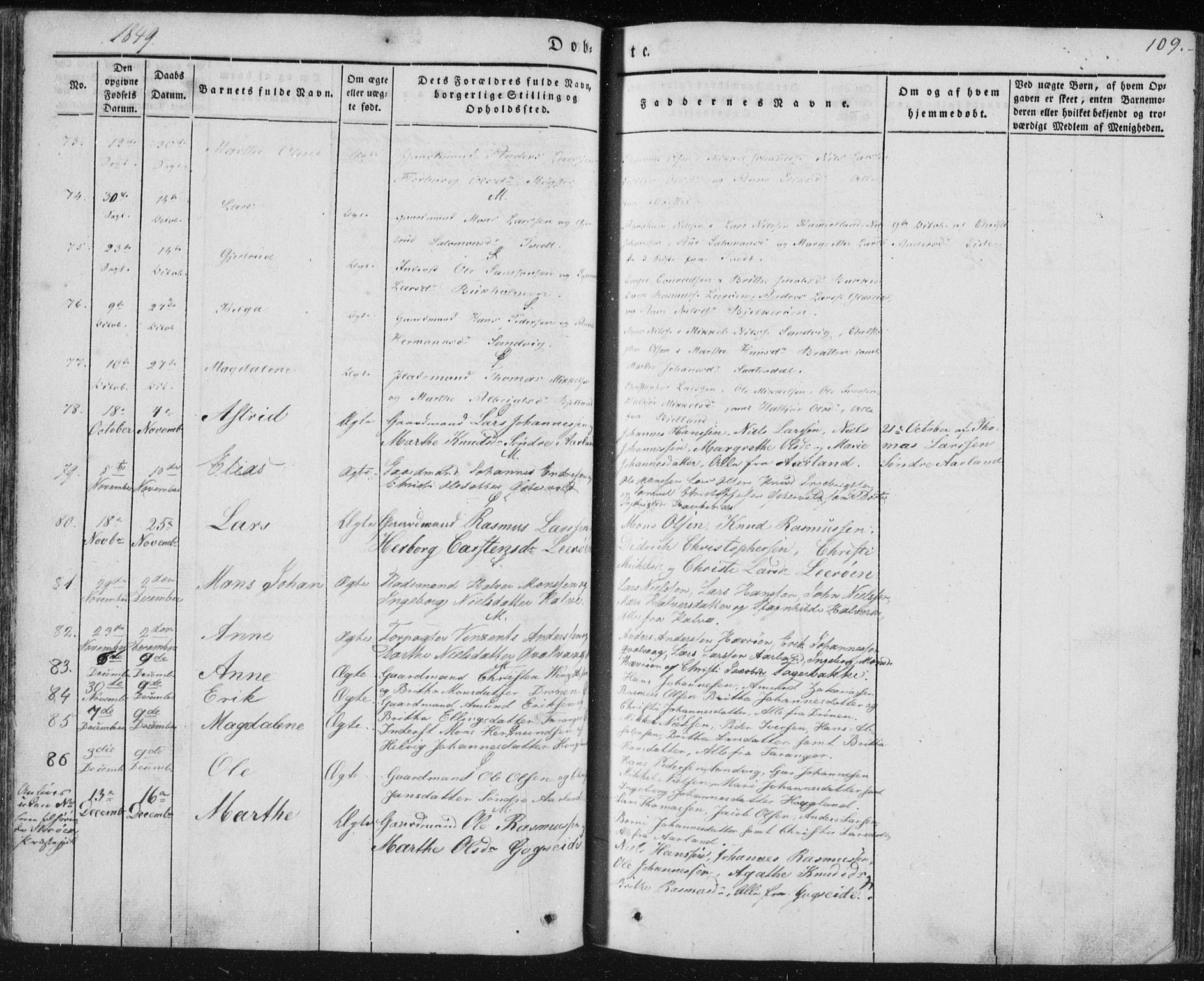 Sund sokneprestembete, AV/SAB-A-99930: Parish register (official) no. A 13, 1835-1849, p. 109