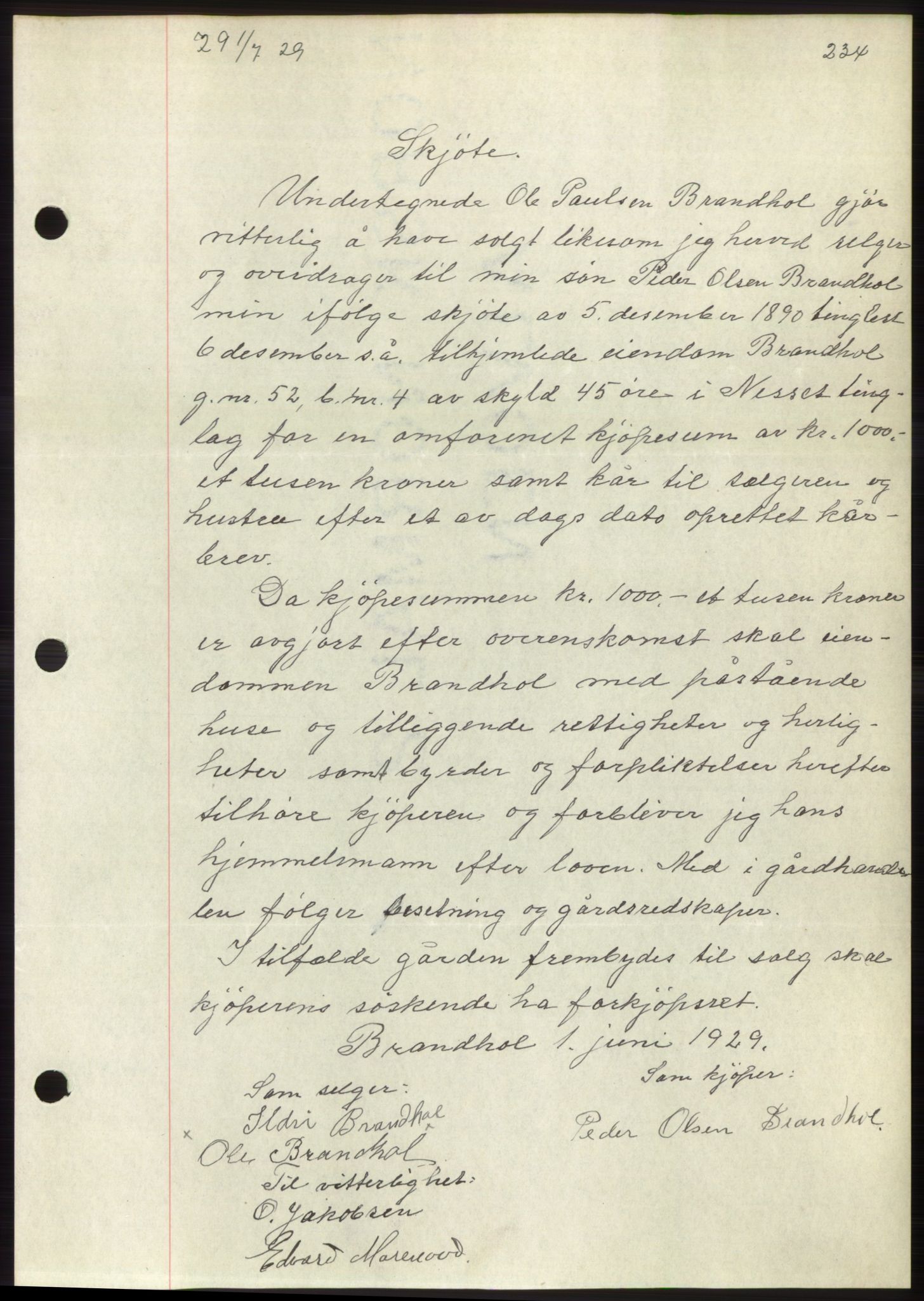 Romsdal sorenskriveri, AV/SAT-A-4149/1/2/2C/L0056: Mortgage book no. 50, 1929-1929, Deed date: 01.07.1929