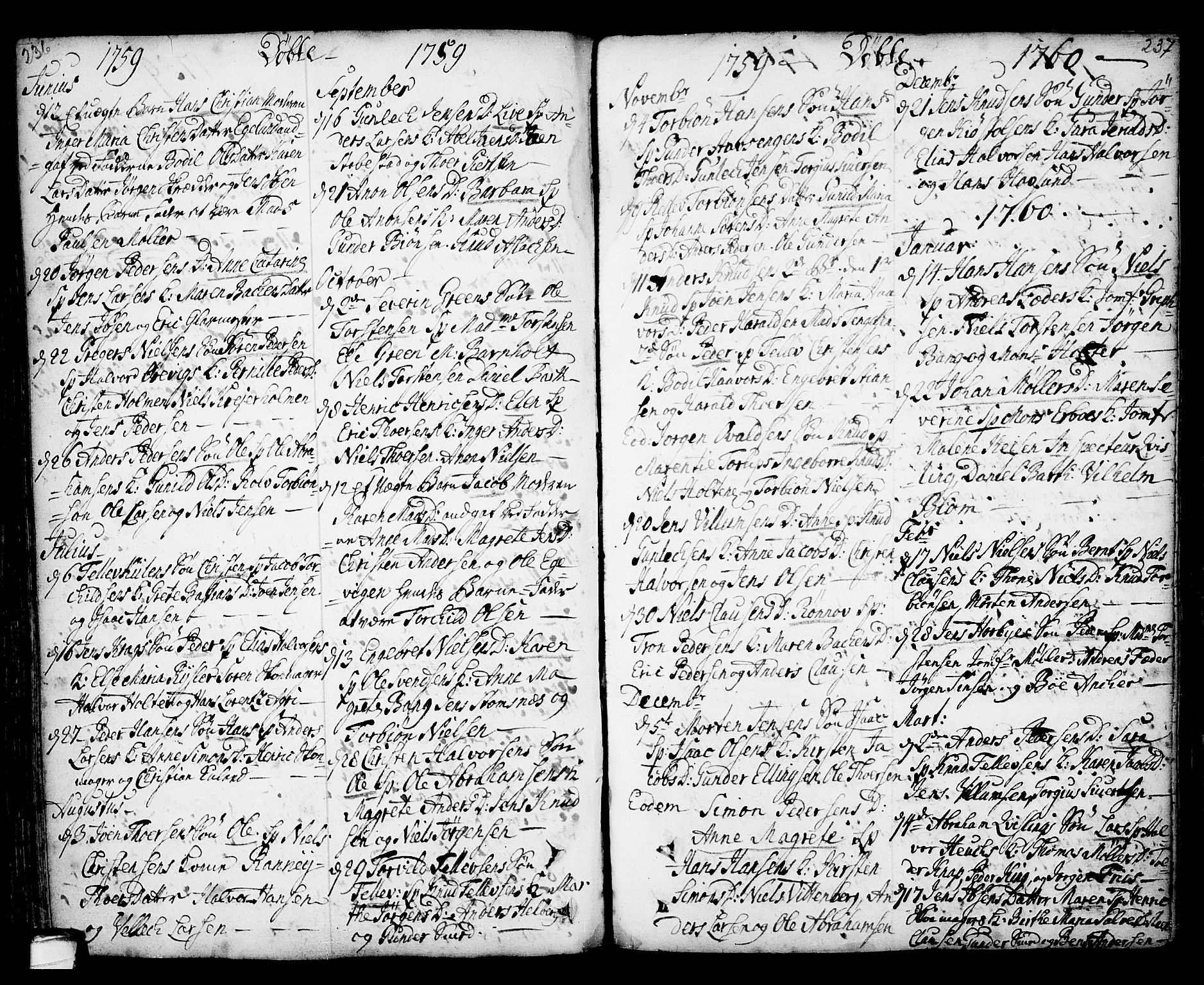 Kragerø kirkebøker, SAKO/A-278/F/Fa/L0001: Parish register (official) no. 1, 1702-1766, p. 236-237