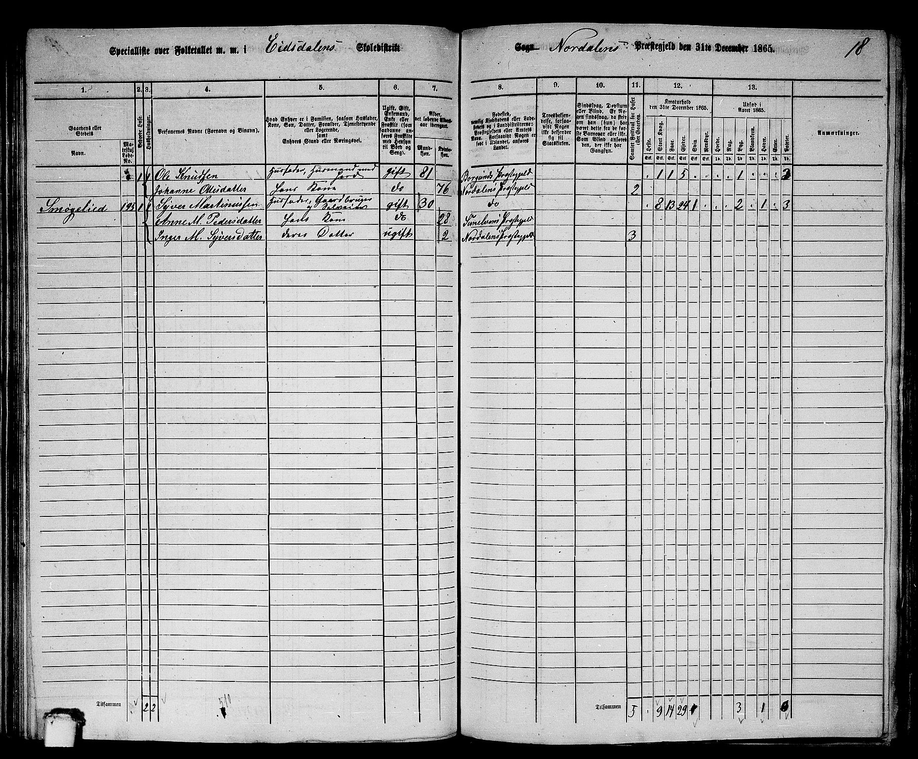 RA, 1865 census for Norddal, 1865, p. 92