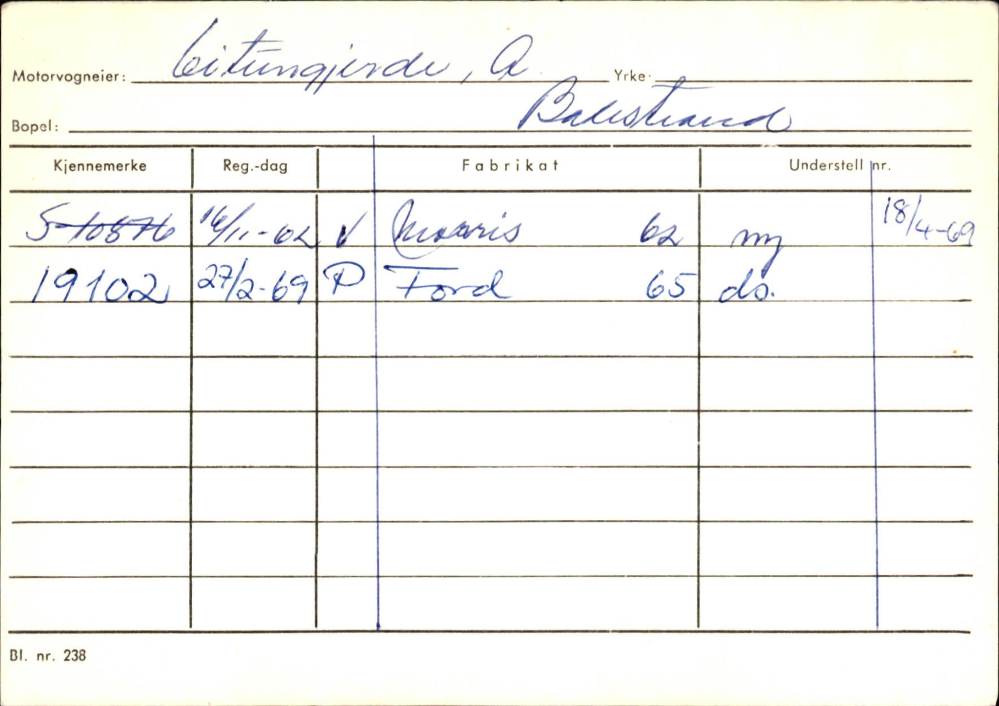 Statens vegvesen, Sogn og Fjordane vegkontor, SAB/A-5301/4/F/L0132: Eigarregister Askvoll A-Å. Balestrand A-Å, 1945-1975, p. 1669