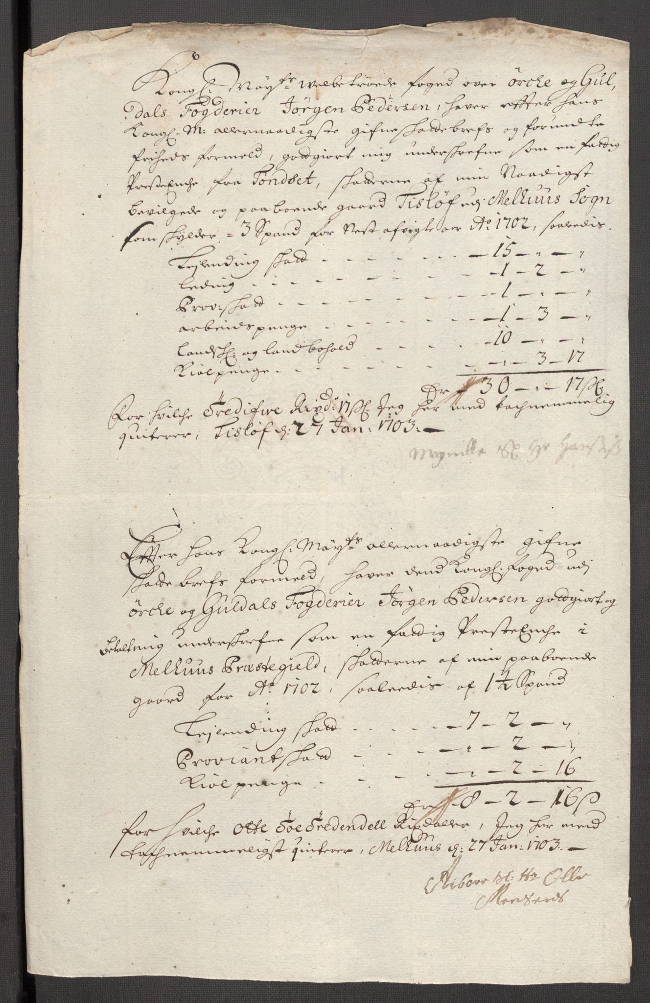 Rentekammeret inntil 1814, Reviderte regnskaper, Fogderegnskap, RA/EA-4092/R60/L3952: Fogderegnskap Orkdal og Gauldal, 1702, p. 339