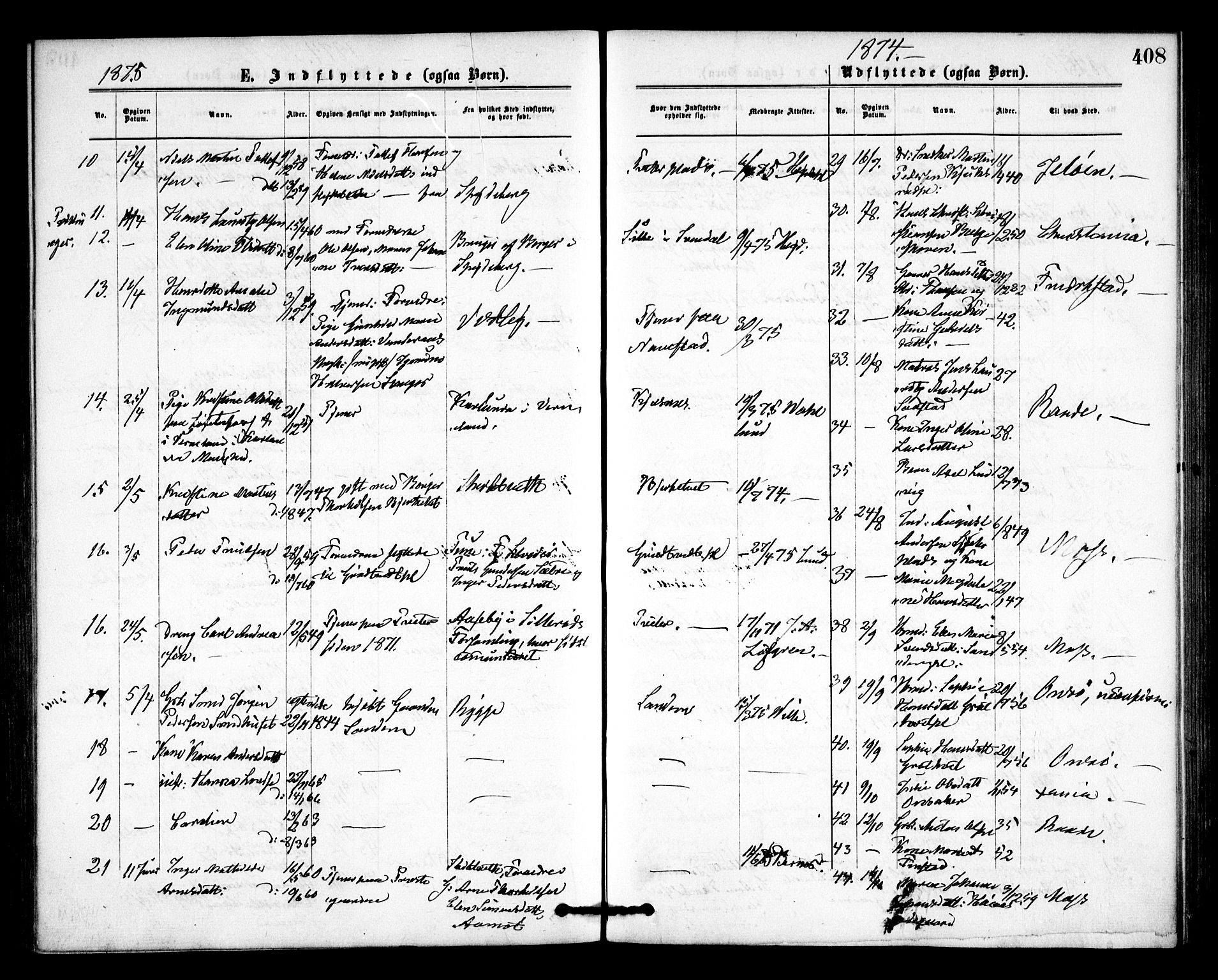 Våler prestekontor Kirkebøker, SAO/A-11083/F/Fa/L0009: Parish register (official) no. I 9, 1873-1877, p. 408