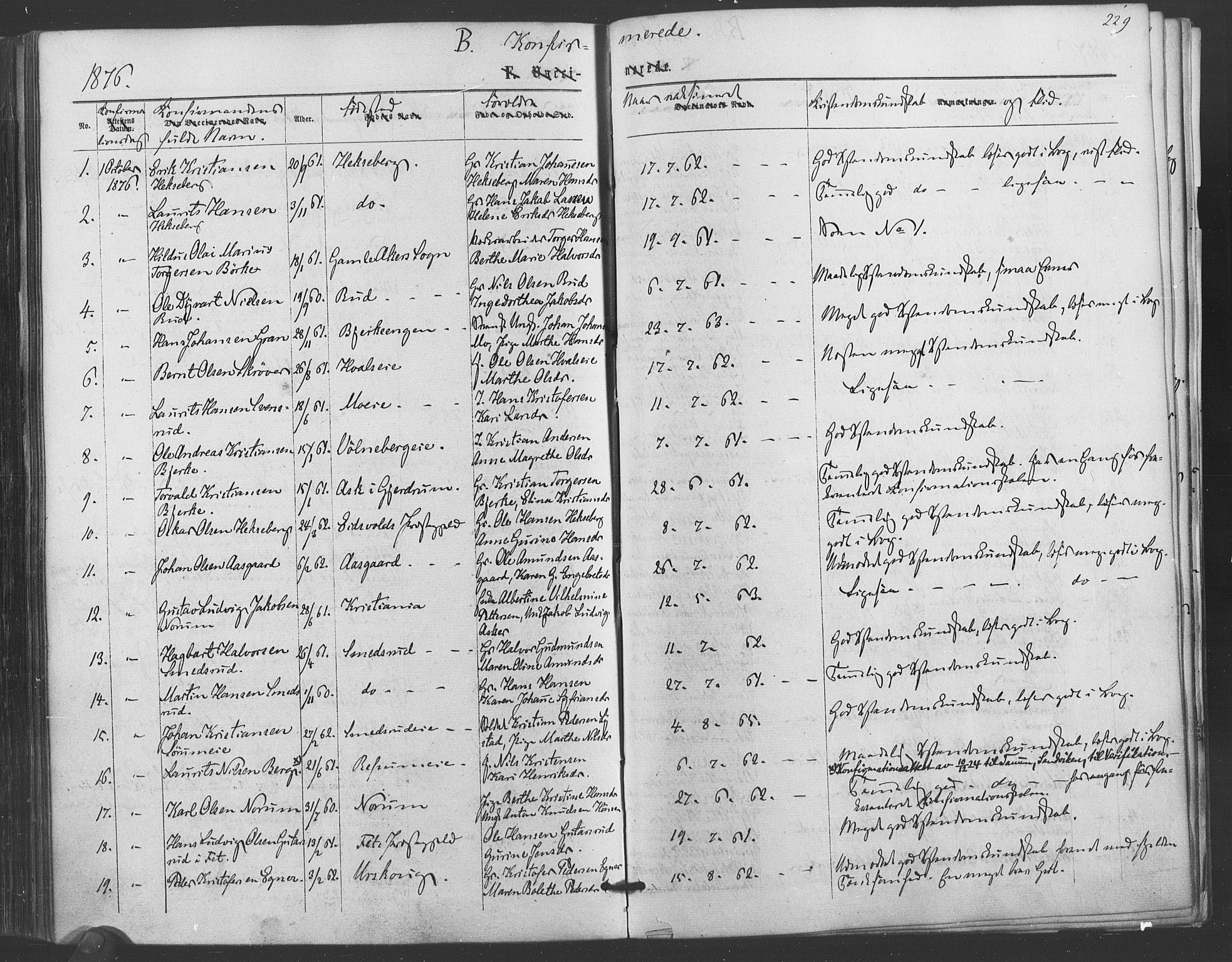Sørum prestekontor Kirkebøker, SAO/A-10303/F/Fa/L0006: Parish register (official) no. I 6, 1864-1877, p. 229
