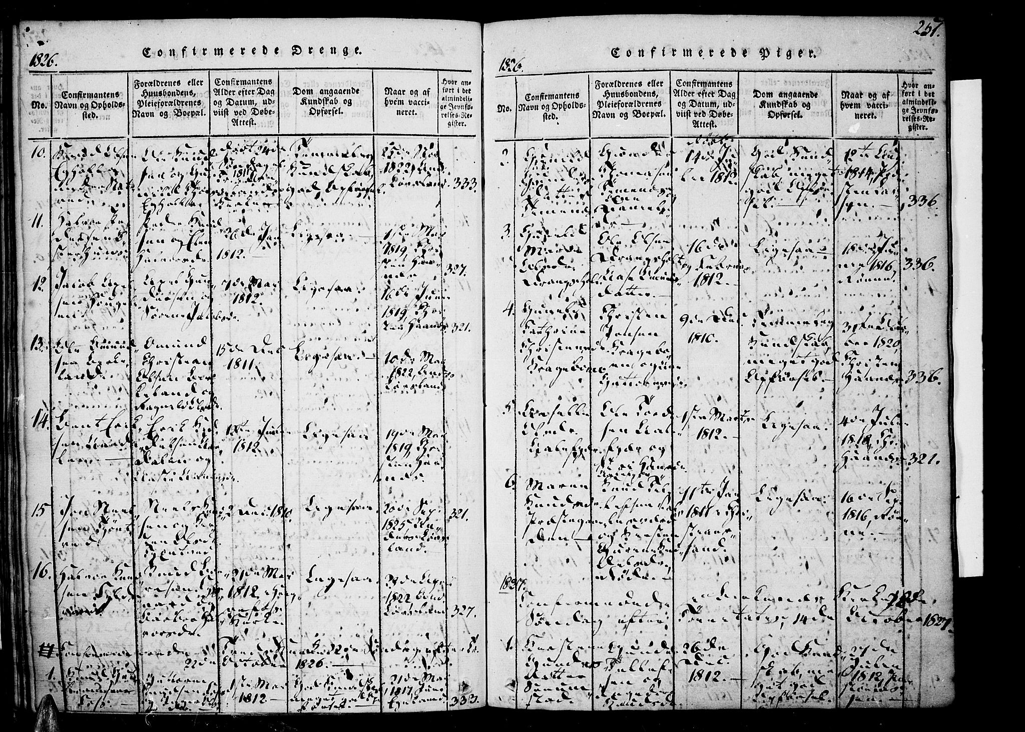 Tveit sokneprestkontor, SAK/1111-0043/F/Fa/L0002: Parish register (official) no. A 2, 1820-1830, p. 251
