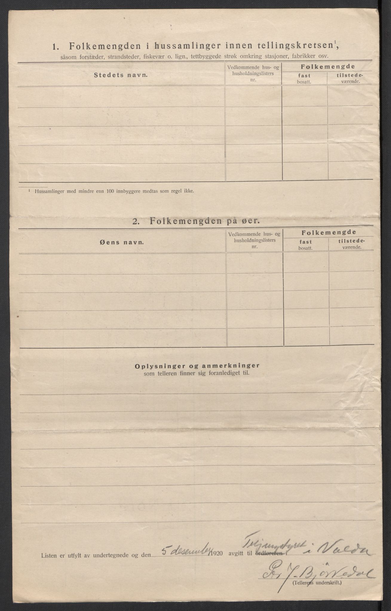 SAT, 1920 census for Volda, 1920, p. 65