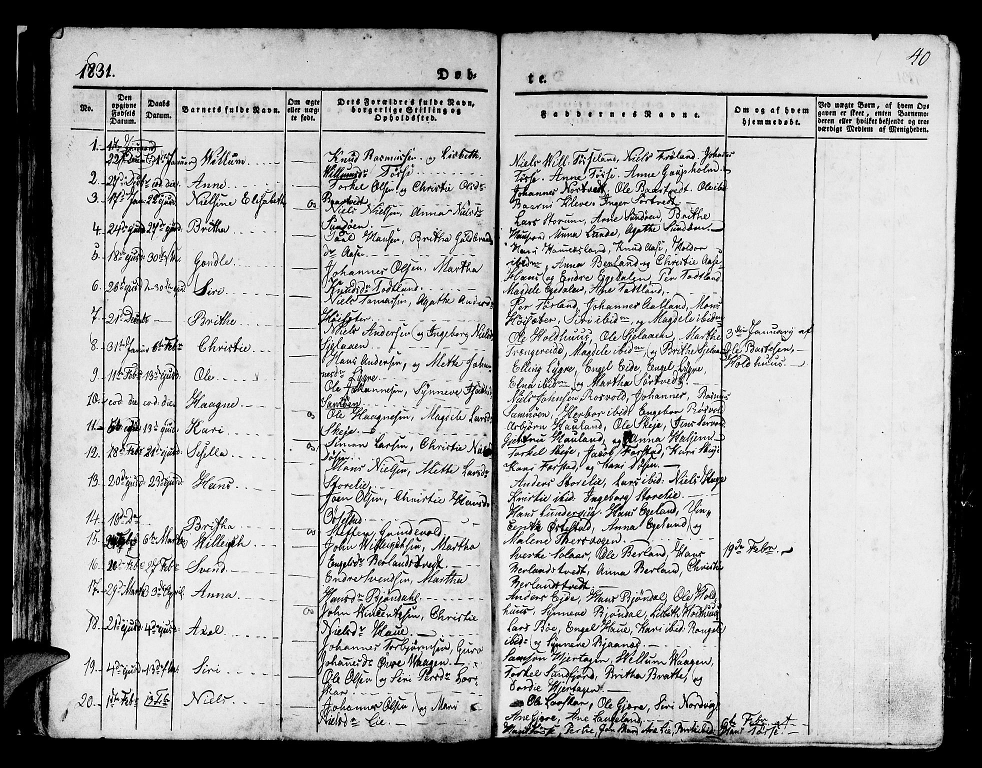 Os sokneprestembete, AV/SAB-A-99929: Parish register (official) no. A 14, 1826-1839, p. 40