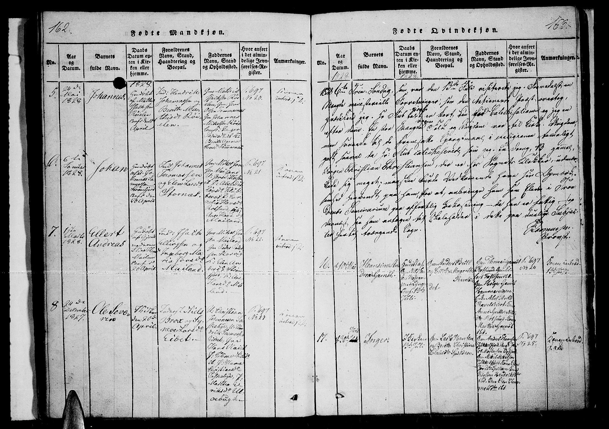 Skjervøy sokneprestkontor, AV/SATØ-S-1300/H/Ha/Haa/L0004kirke: Parish register (official) no. 4, 1820-1838, p. 162-163