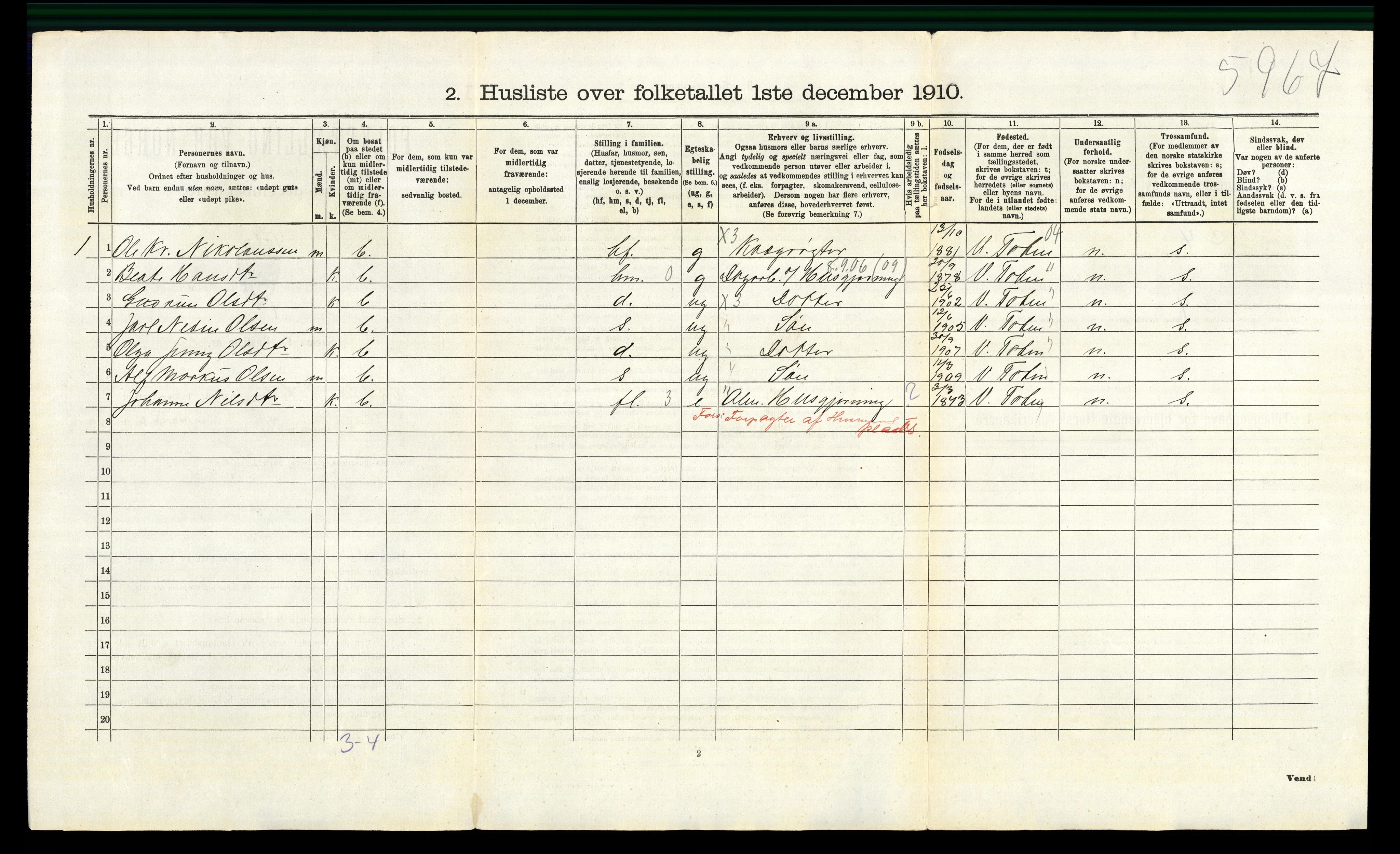 RA, 1910 census for Østre Toten, 1910, p. 1006