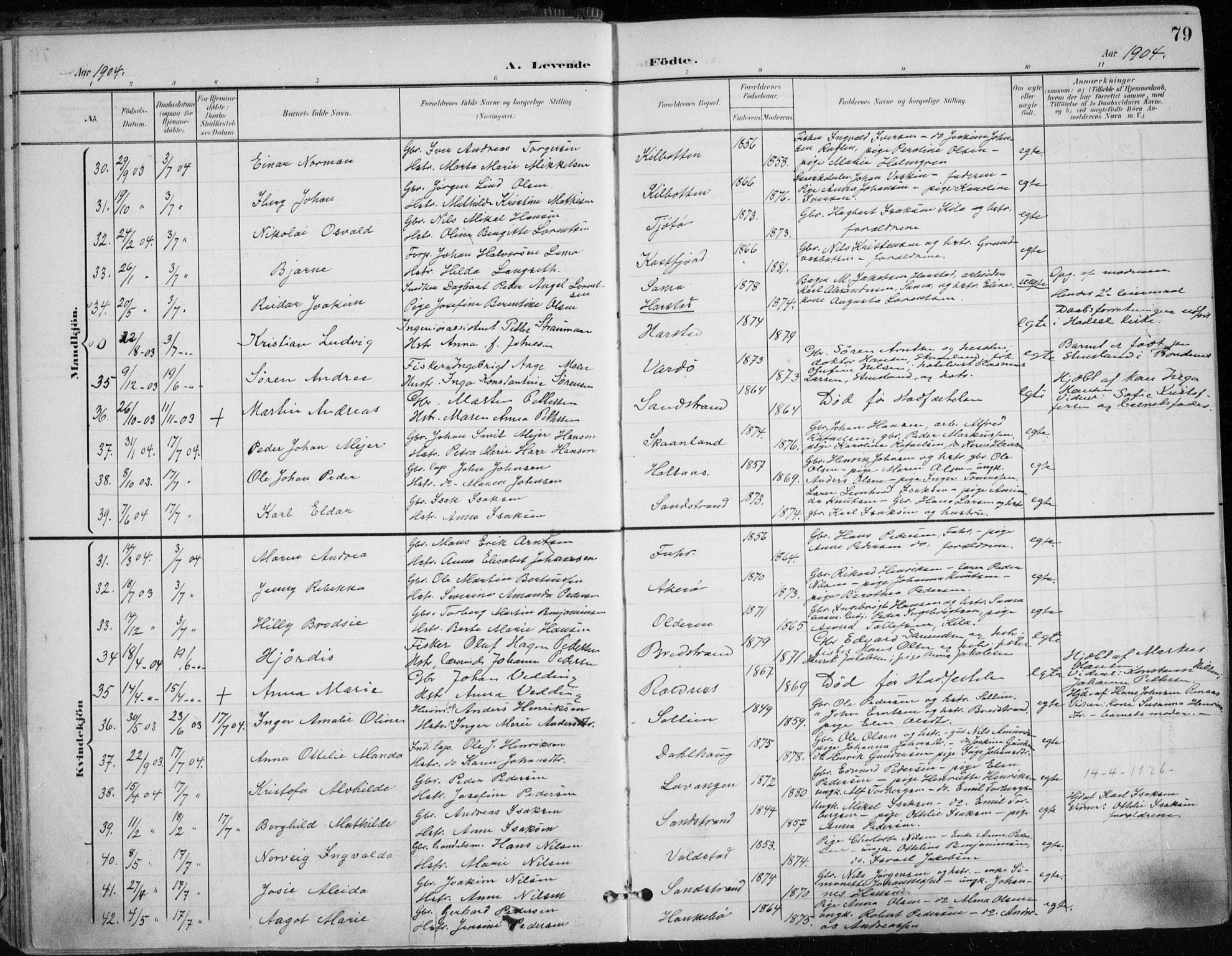 Trondenes sokneprestkontor, SATØ/S-1319/H/Ha/L0017kirke: Parish register (official) no. 17, 1899-1908, p. 79